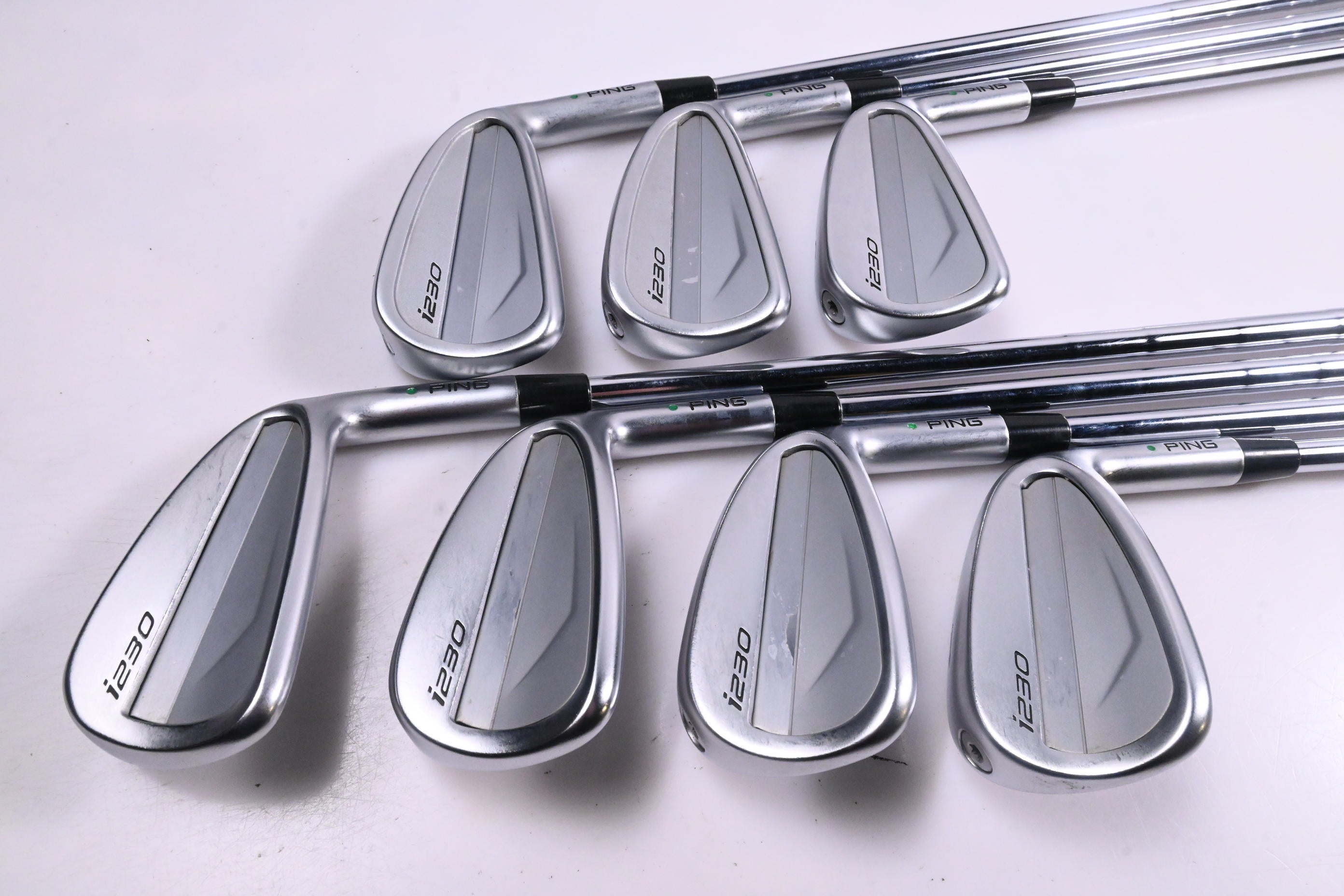 Ping i230 Irons / 4-PW / Green Dot / Stiff Flex KBS Tour 120 Shafts