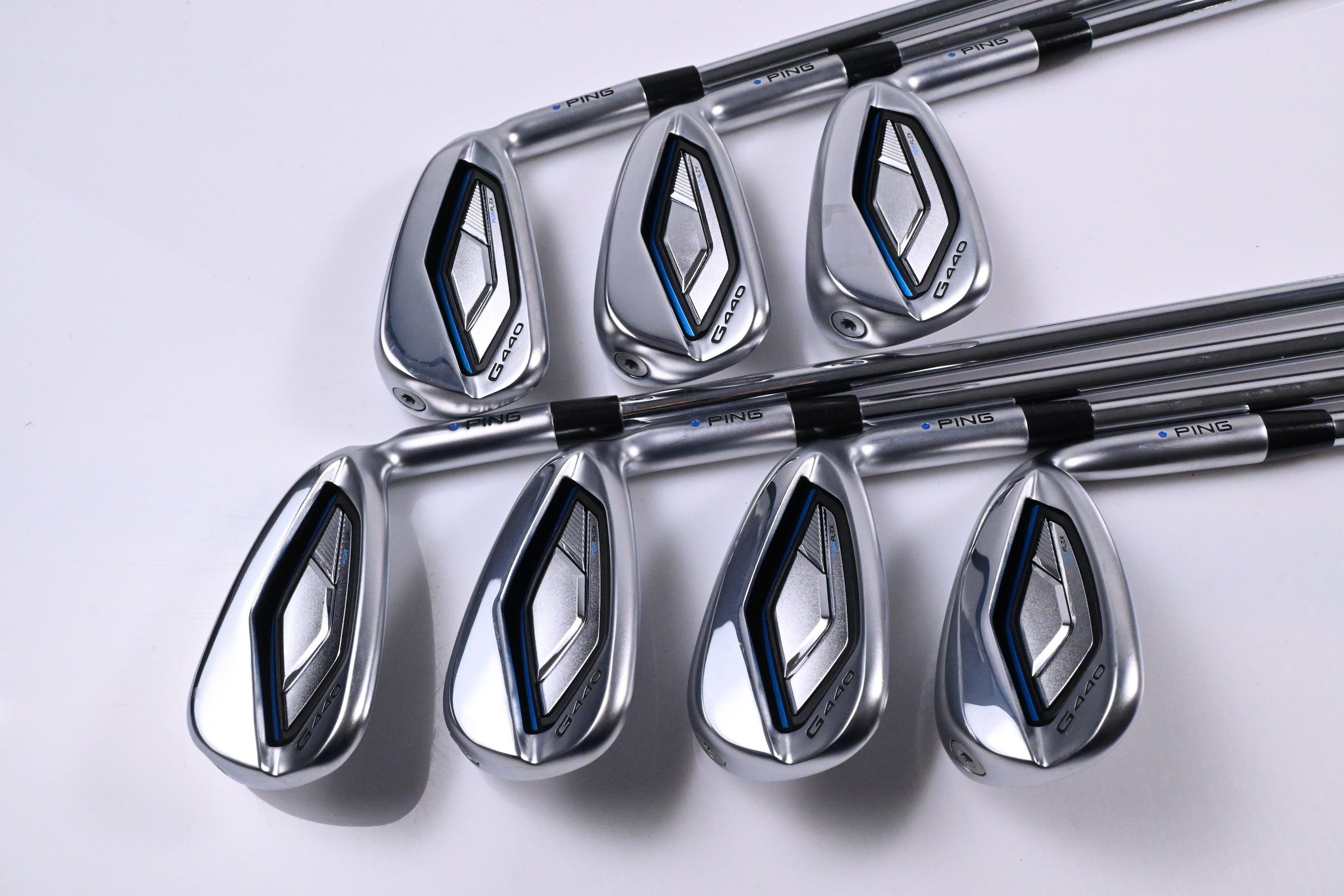 Ping G440 Irons / 6-PW+UW+56 / Blue Dot / Regular Flex Ping AWT 3.0 Shafts