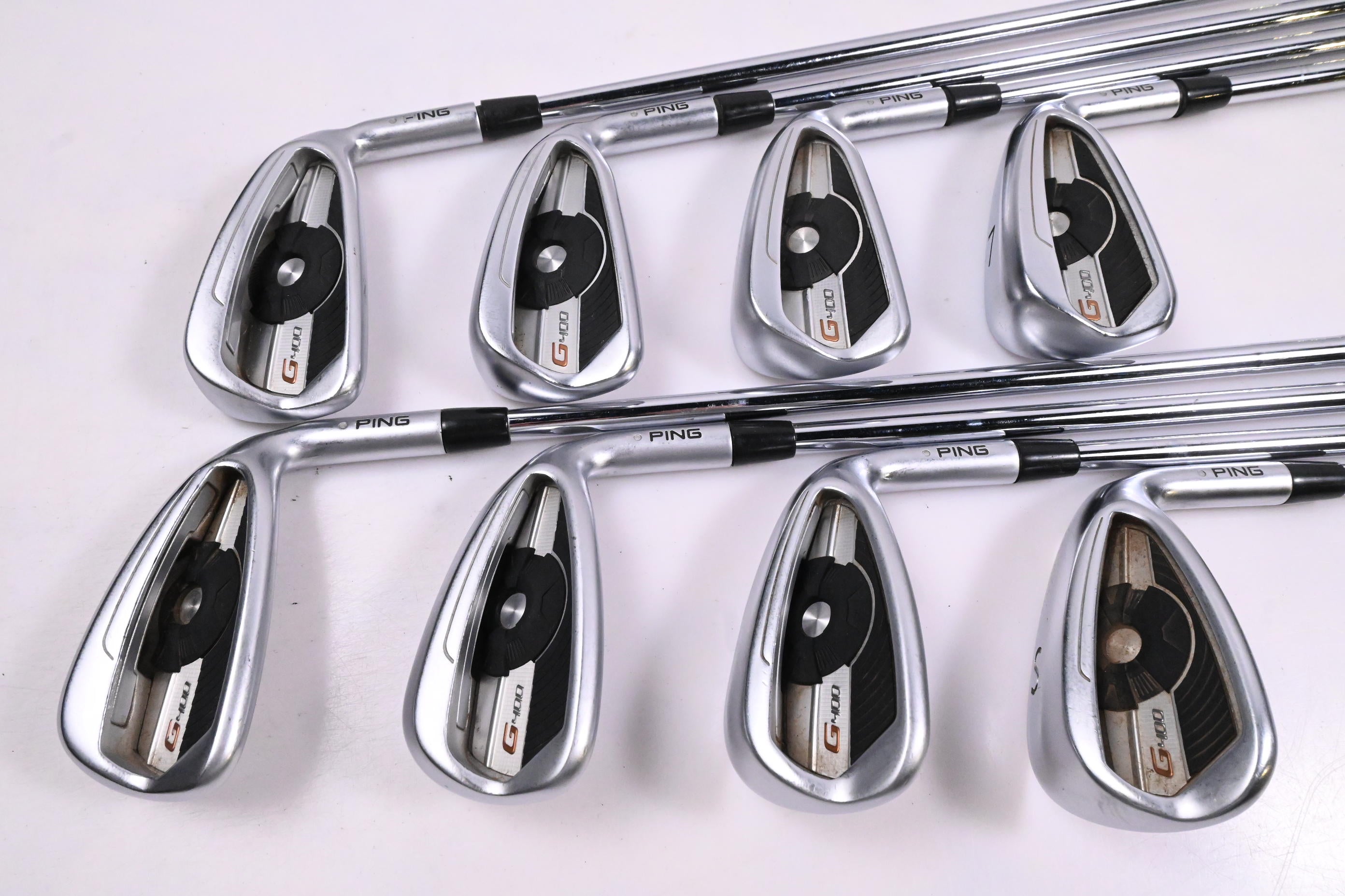 Ping G400 Irons / 4-9i+GW+SW / Silver Dot / Regular Flex Ping AWT 2.0 Shafts