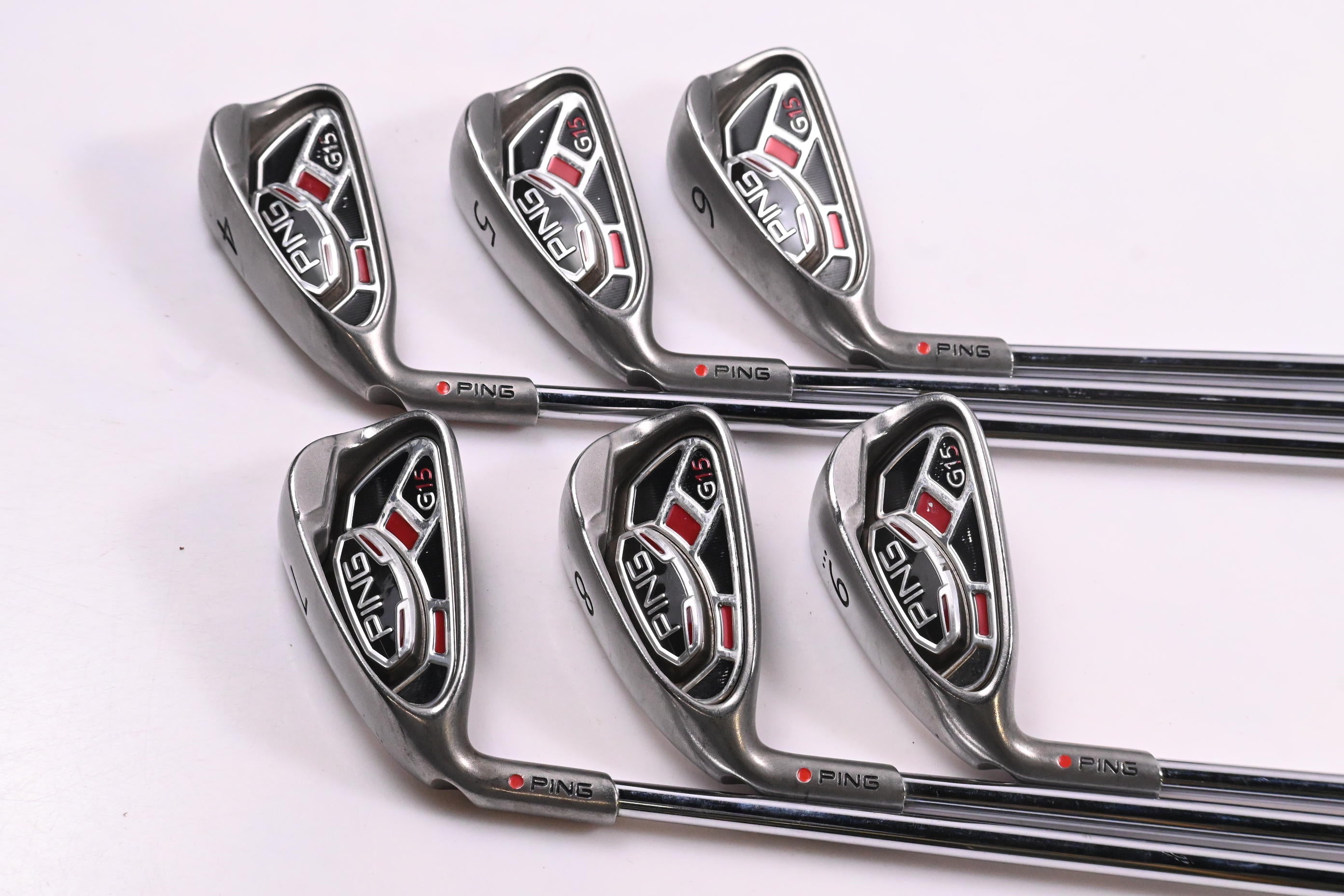 Left Hand Ping G15 Irons / 4-9i / Red Dot / Regular Flex Ping AWT Shafts