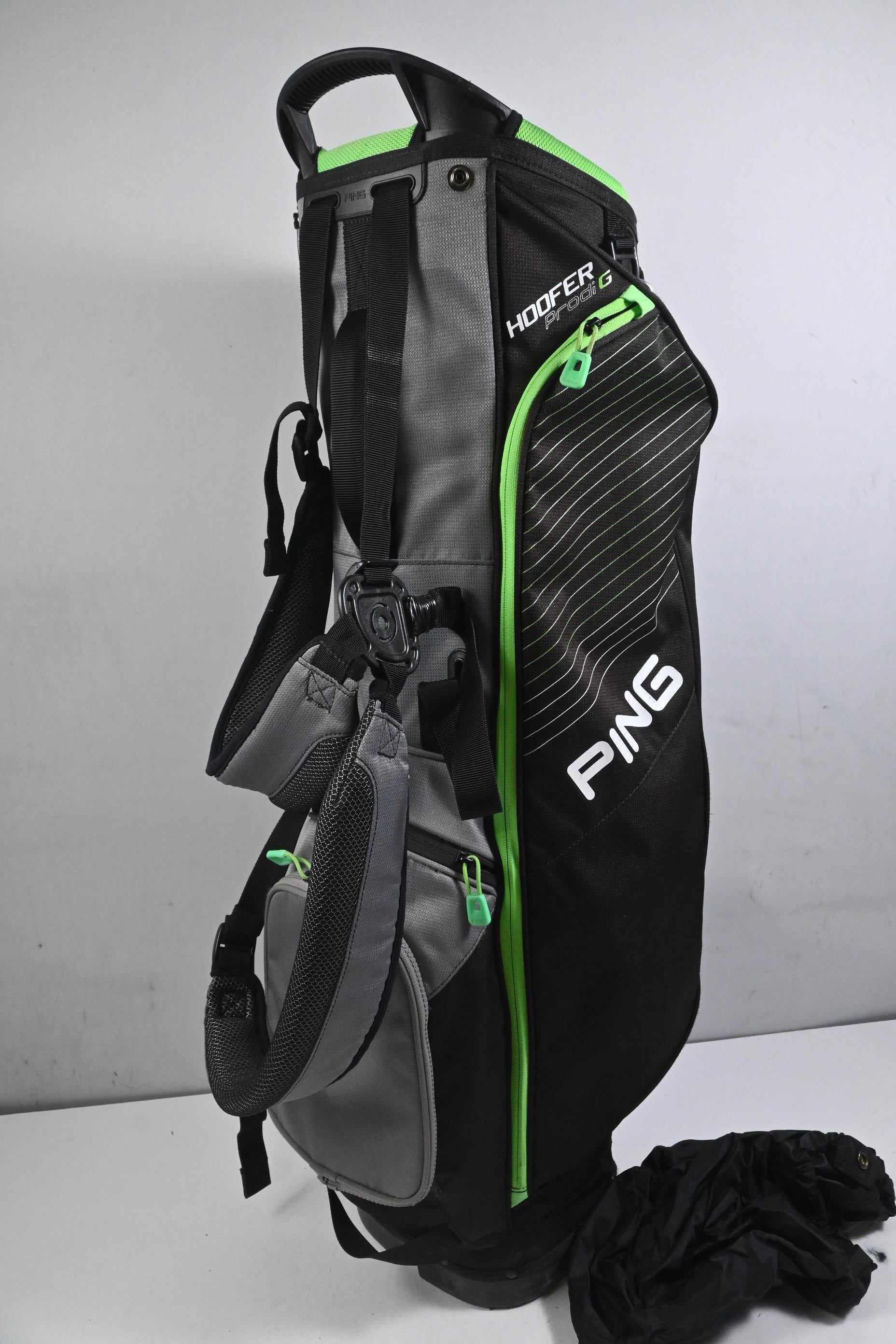 Junior Ping Hoofer Prodi G Stand Bag / 4-Way Divider / Black, Grey & Green