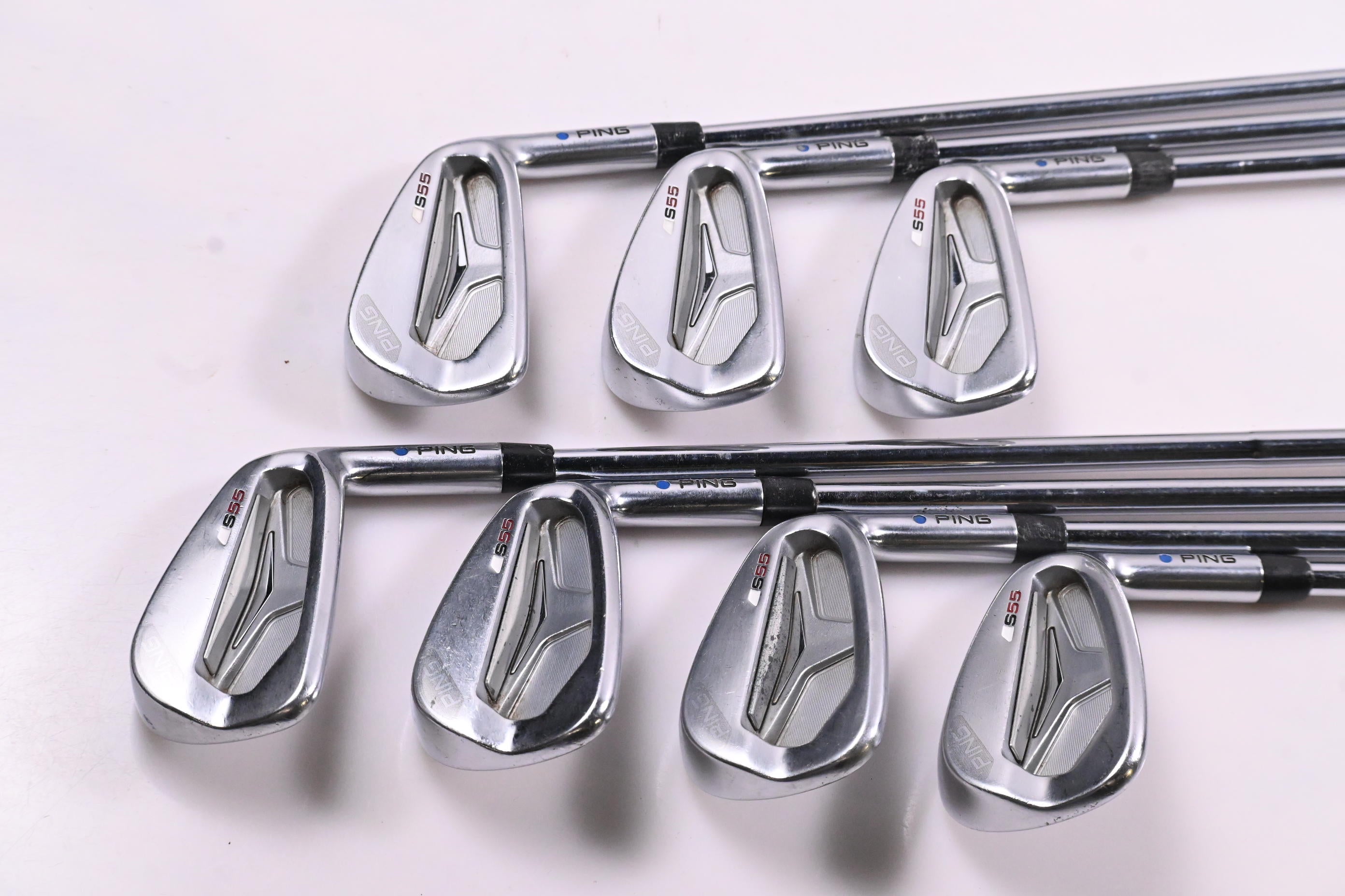 Ping S55 Irons / 4-PW / Blue Dot / Stiff Flex Dynamic Gold S300 Shafts