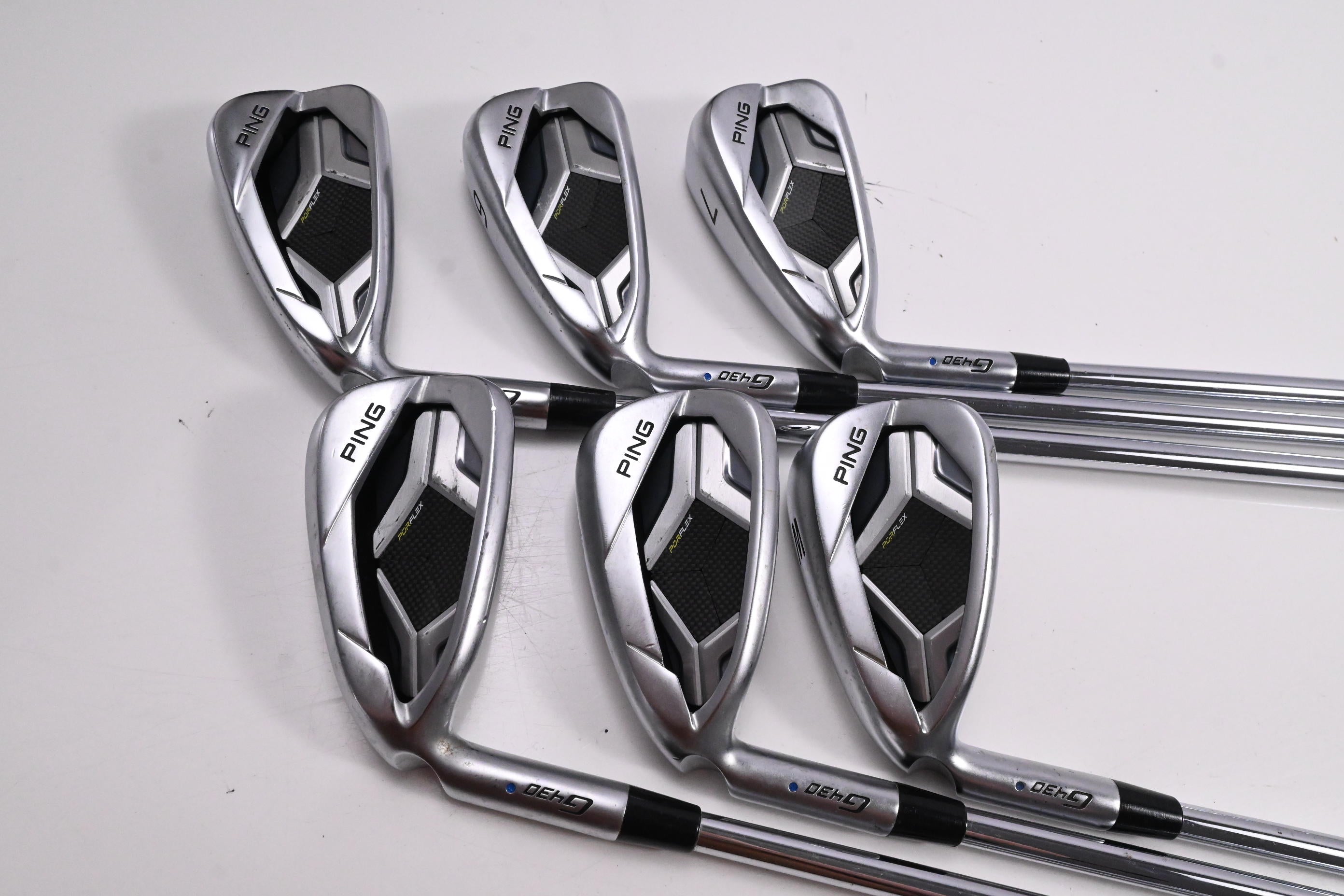 Left Hand Ping G430 Irons / 5-PW / Blue Dot / Regular Flex Ping AWT 2.0 Shafts