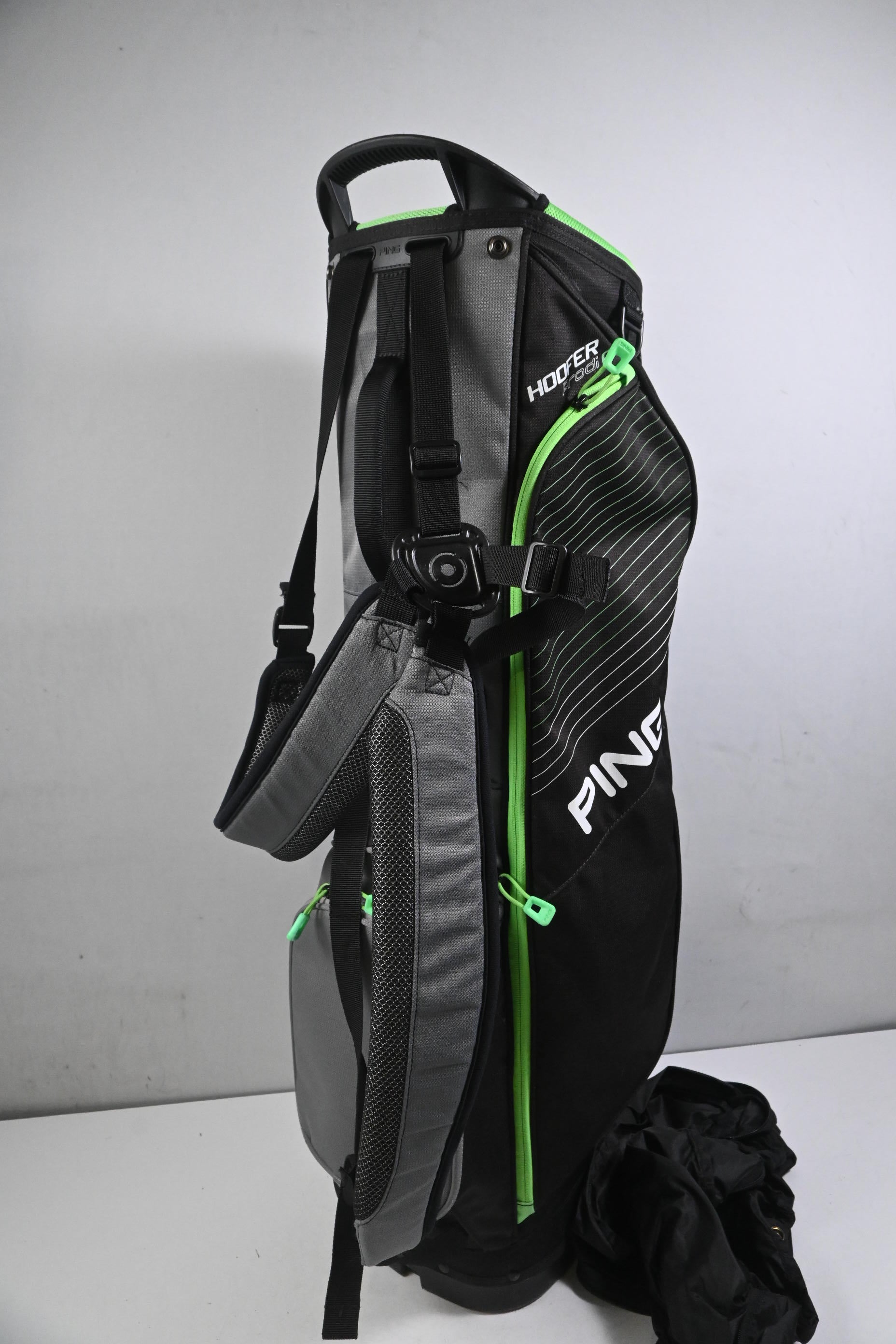 Junior Ping Hoofer Prodi G Stand Bag / 4-Way Divider / Black, Grey & Green