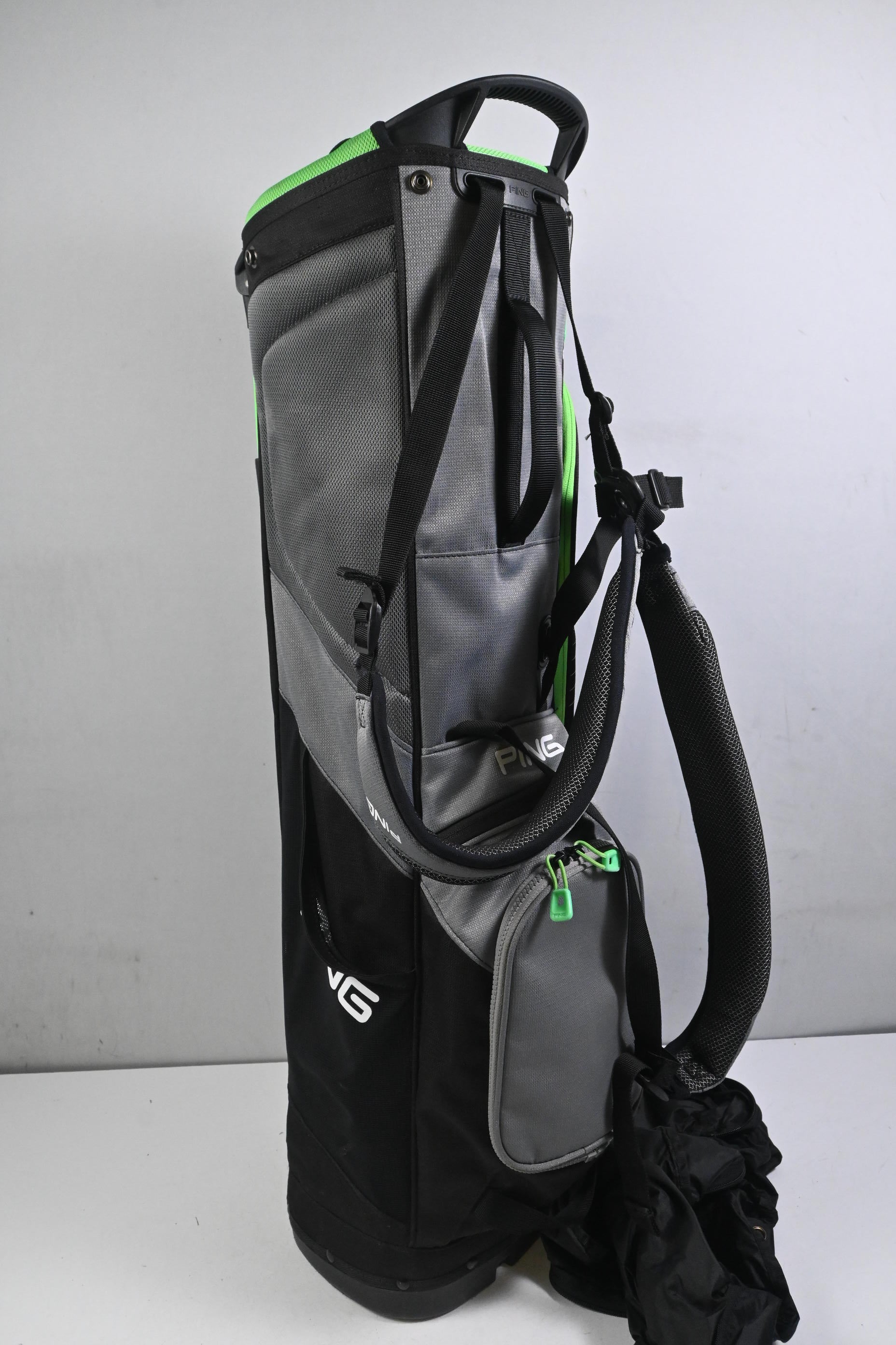 Junior Ping Hoofer Prodi G Stand Bag / 4-Way Divider / Black, Grey & Green