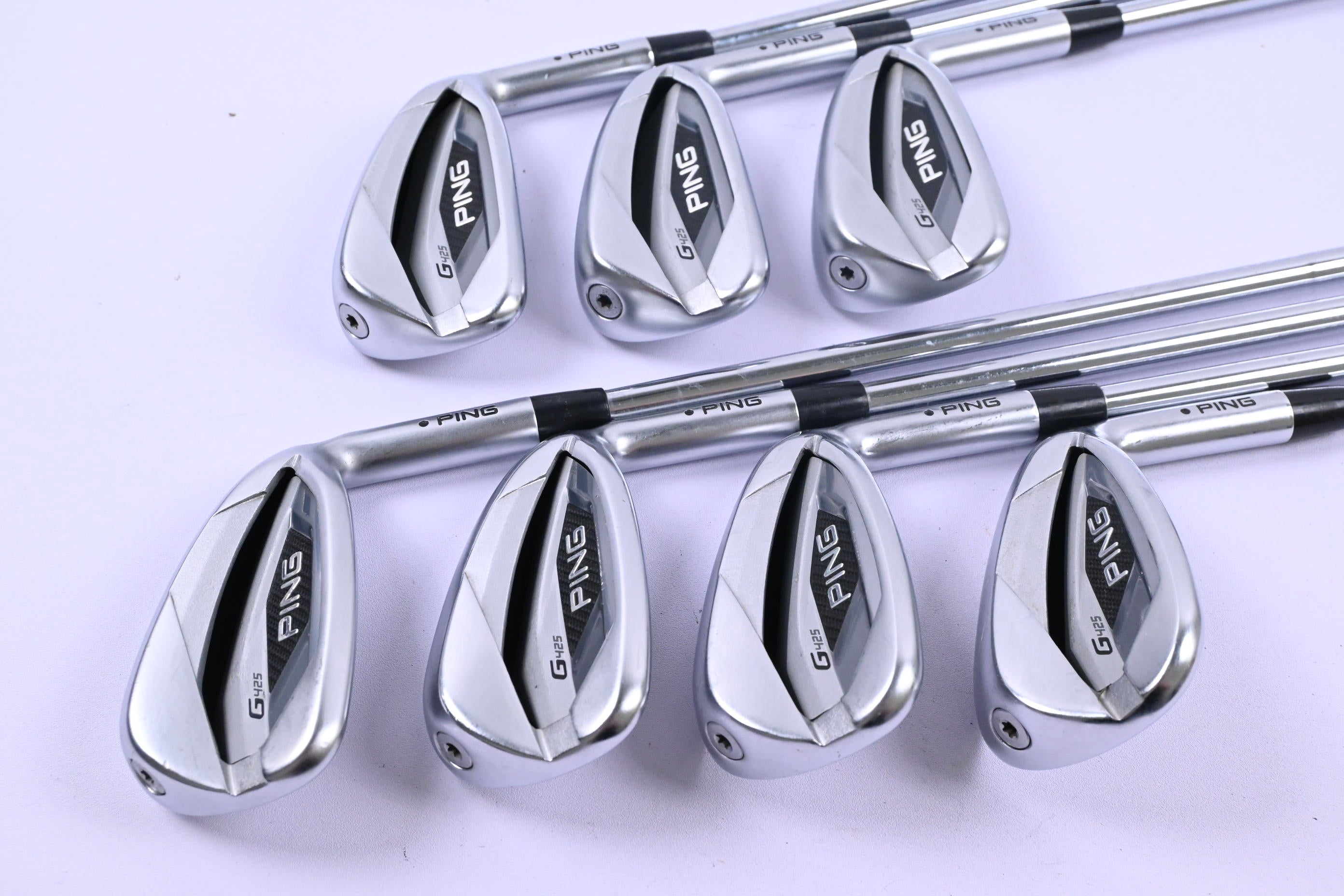 Ping G425 Irons / 5-PW+SW / Black Dot / Stiff Flex Ping AWT 2.0 Shafts