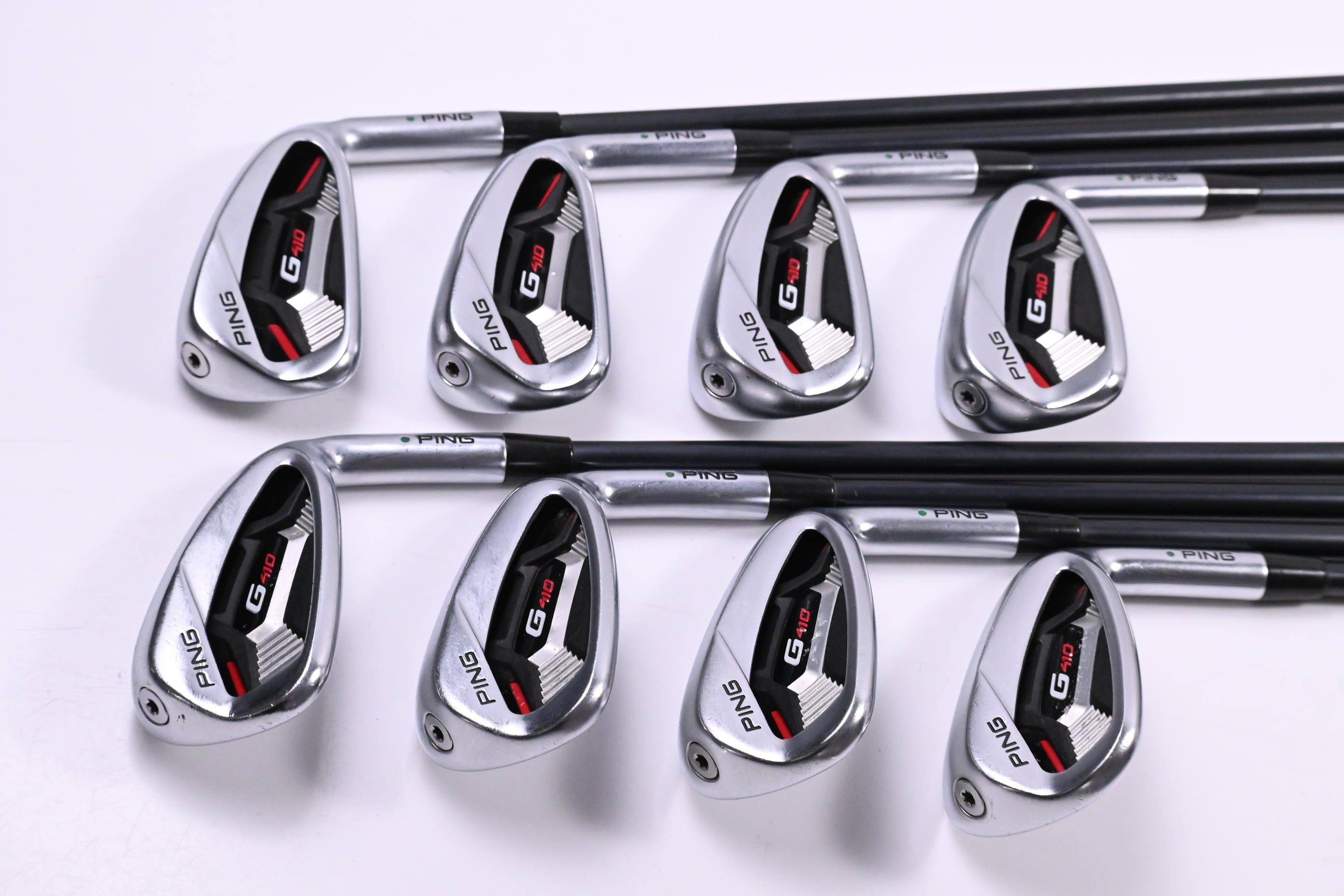 Ping G410 Irons / 5-PW+UW+SW / Green Dot / Senior Flex Ping Alta CB Red AWT