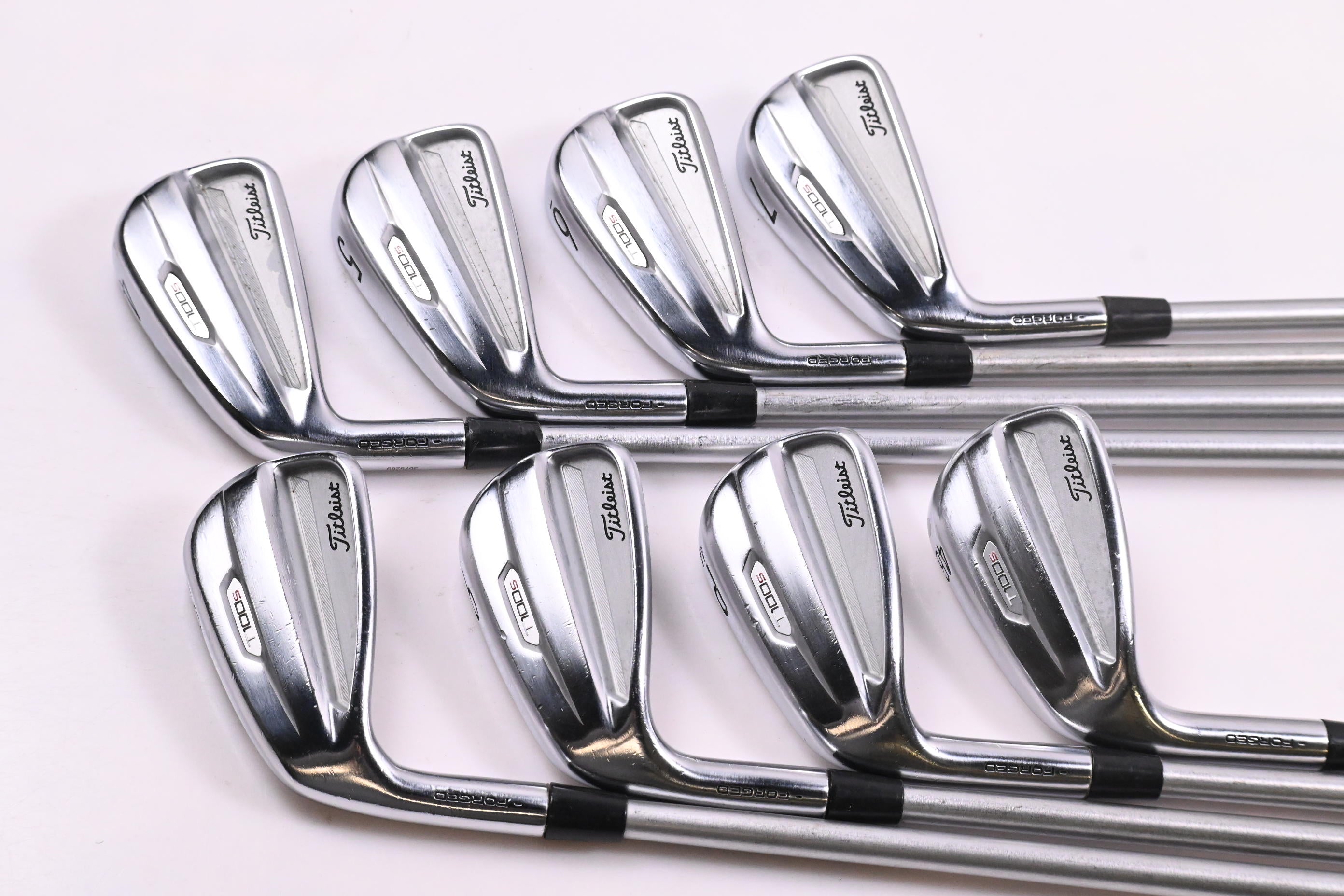 Left Hand Titleist T100.S 2021 Irons / 4-PW+48° / Stiff Flex KBS Tour C-Taper