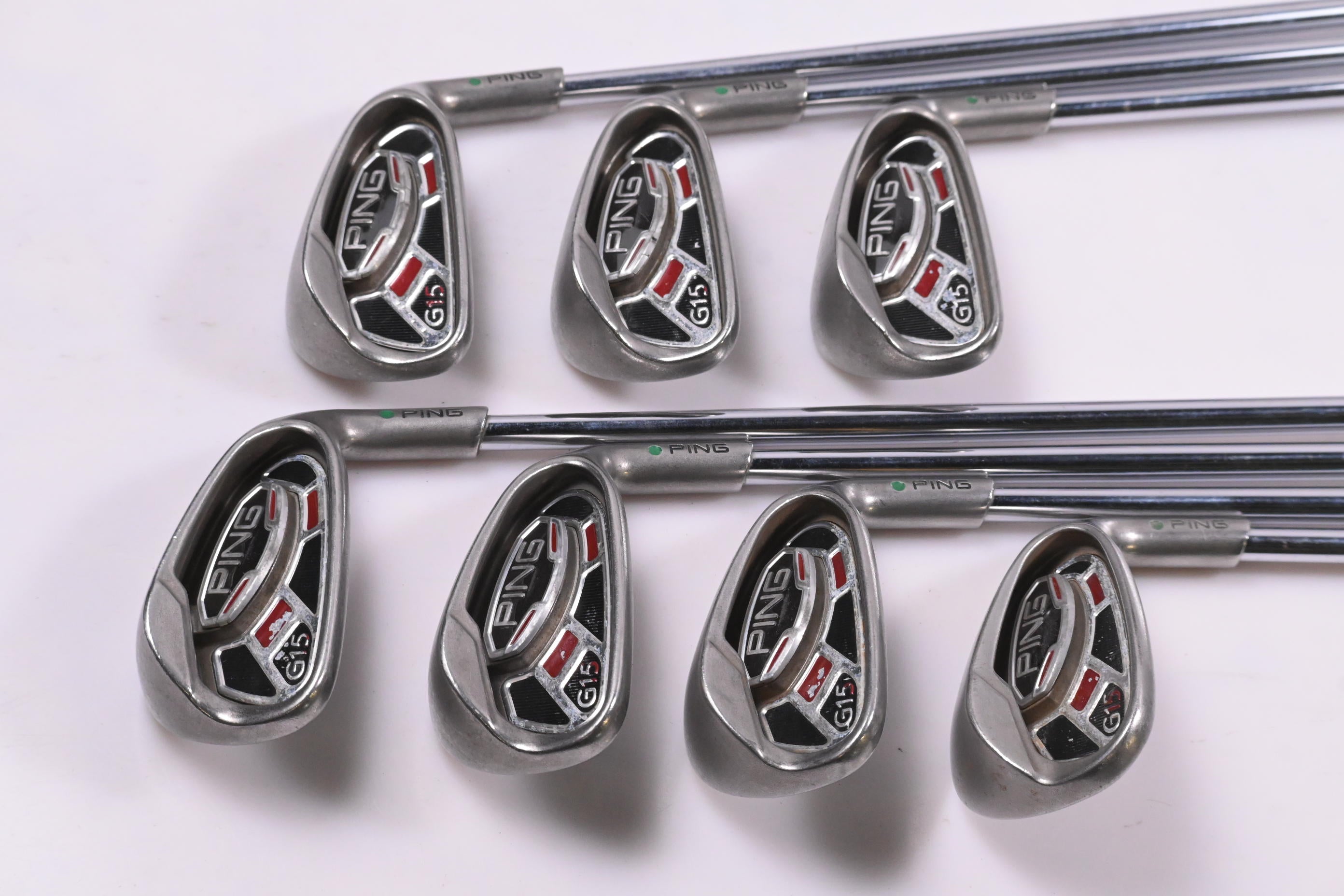 Ping G15 Irons / 5-PW+SW / Green Dot / Regular Flex Ping AWT Shafts