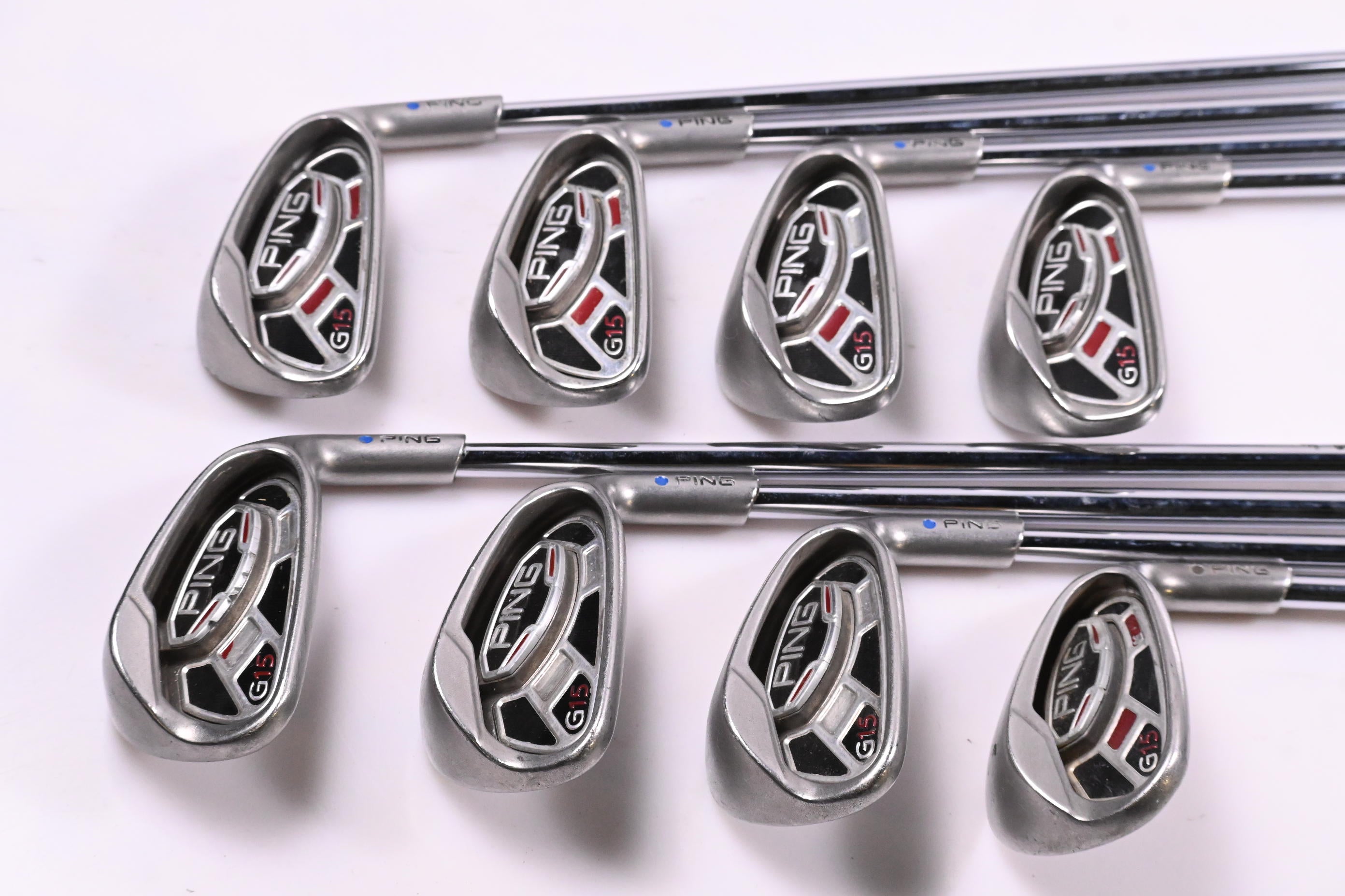 Ping G15 Irons / 4-PW+SW / Blue Dot / Regular Flex Ping AWT Shafts