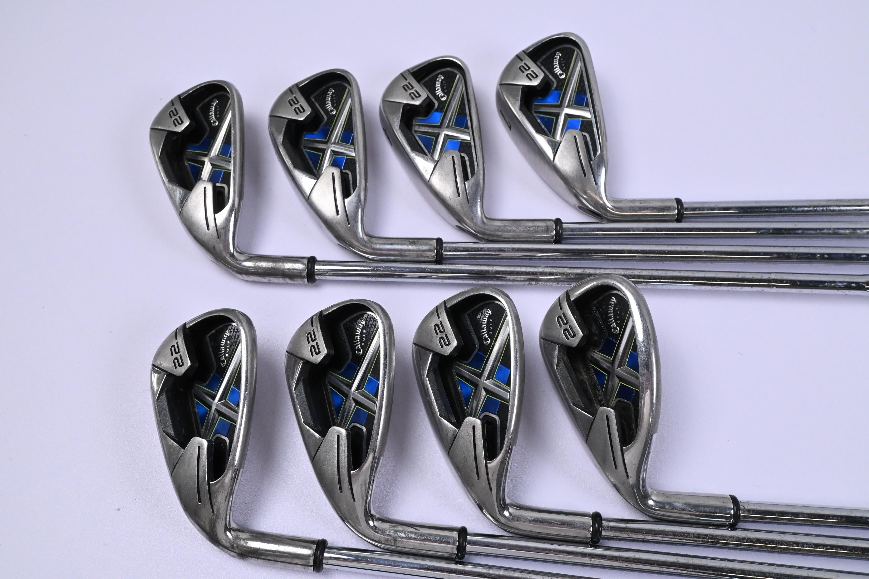 Left Hand Callaway X-22 Irons / 4-PW + SW / Uniflex Callway X-22 Shafts