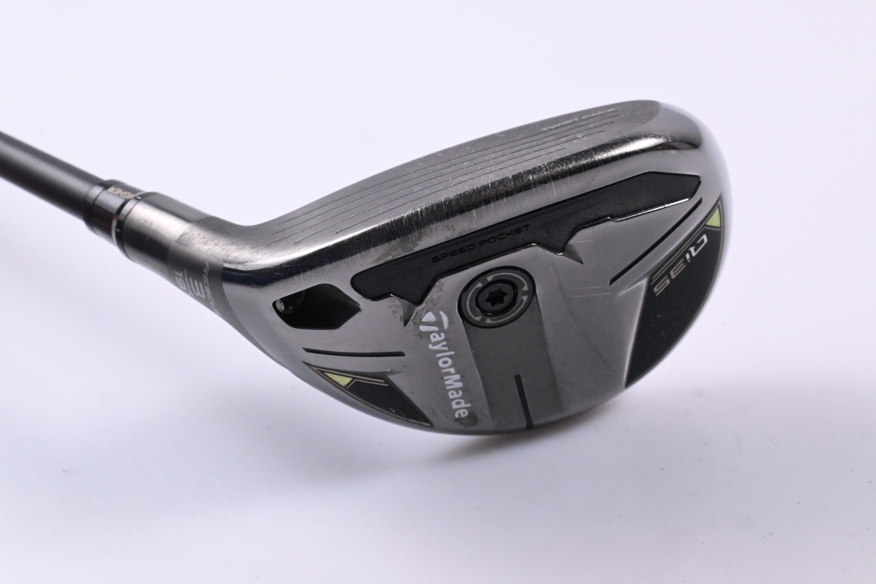 Left hand Taylormade Qi35 #3 Hybrid / 19 Degree / Stiff Flex Tensei 1K Black 85 Shaft