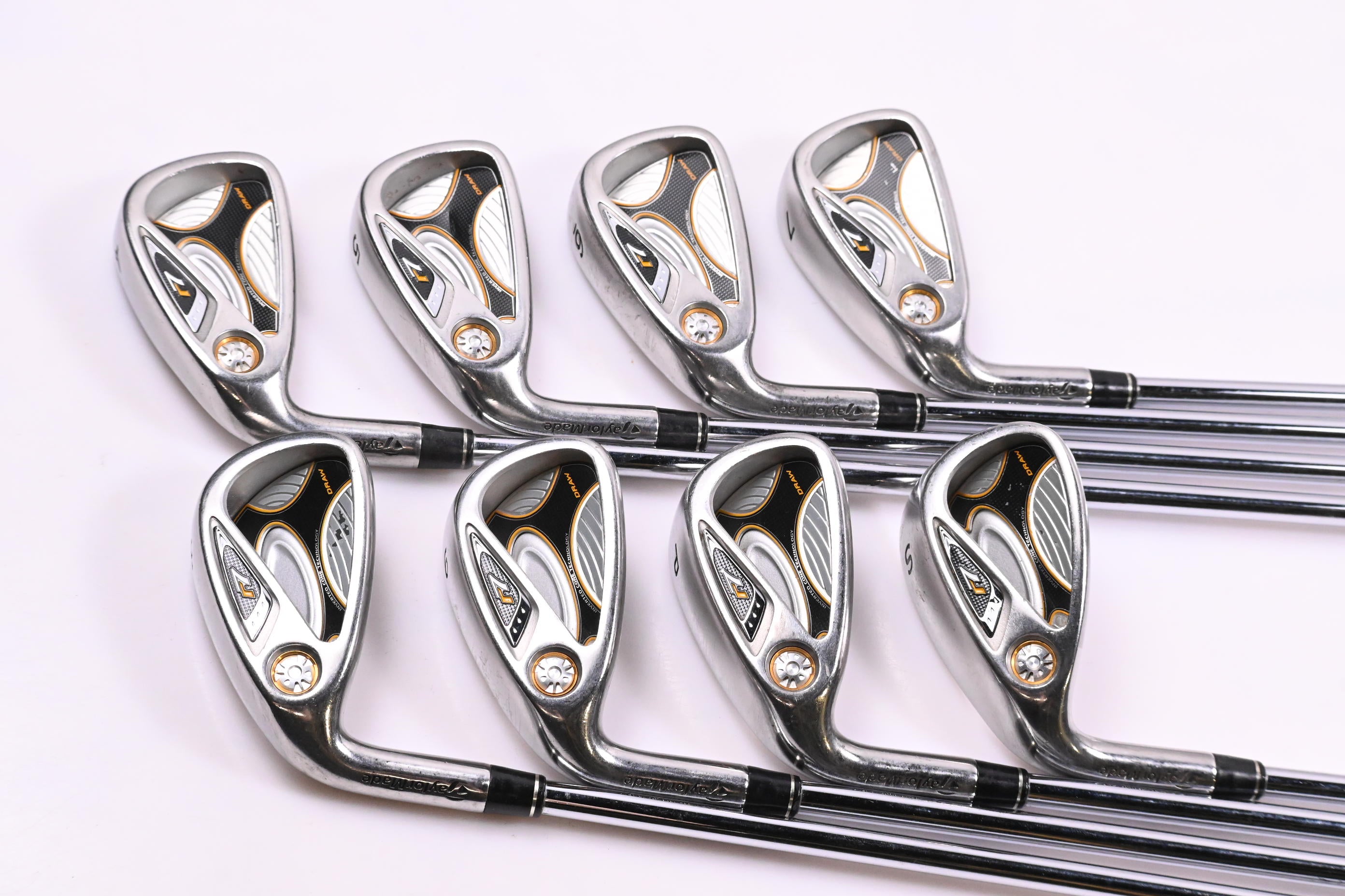 Left Hand Taylormade R7 Draw Irons / 4-PW+SW / Regular Flex Taylormade T-Step 90