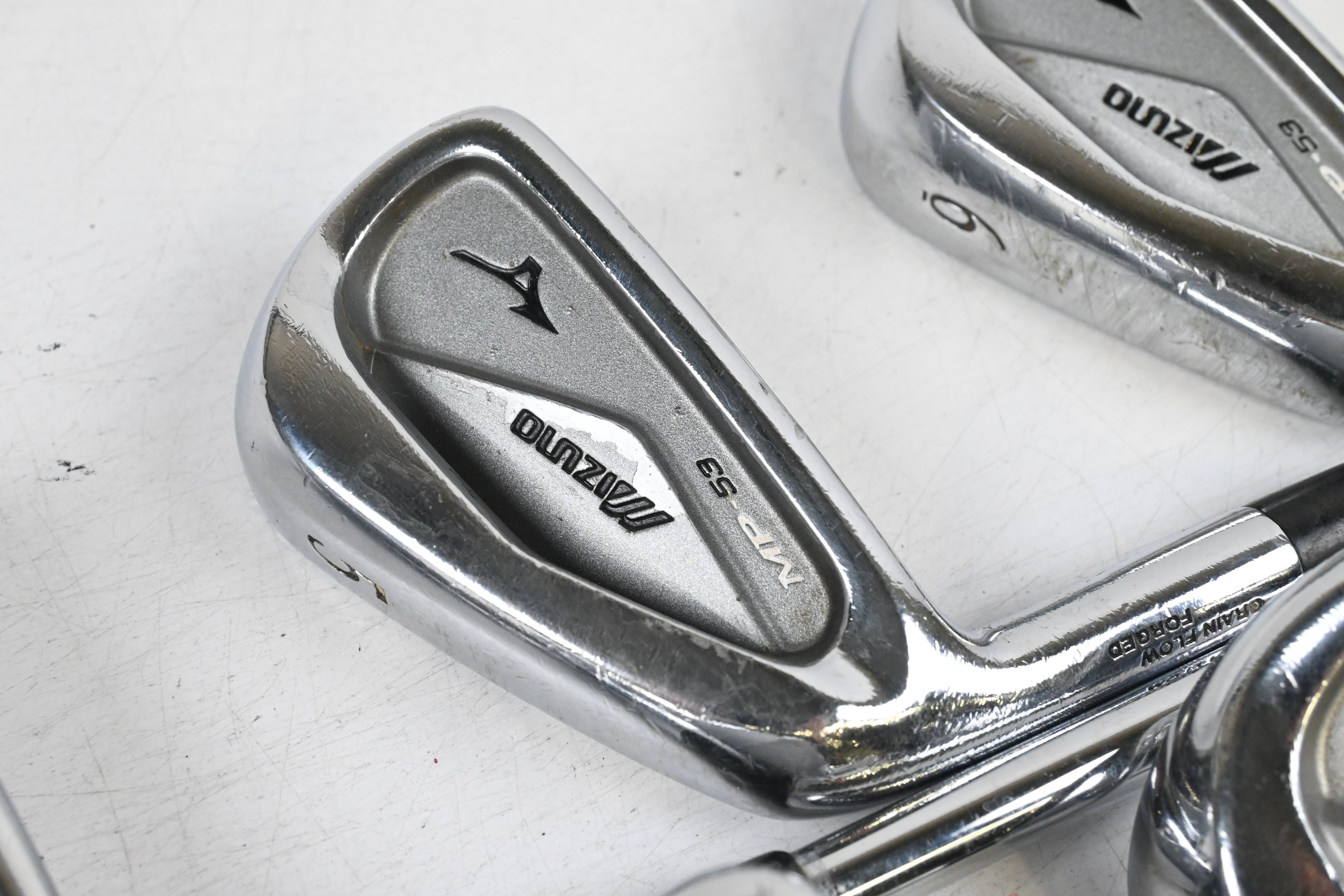 Left Hand Mizuno MP-53 Irons / 4-PW / Stiff Flex Dynalite Gold XP Shafts