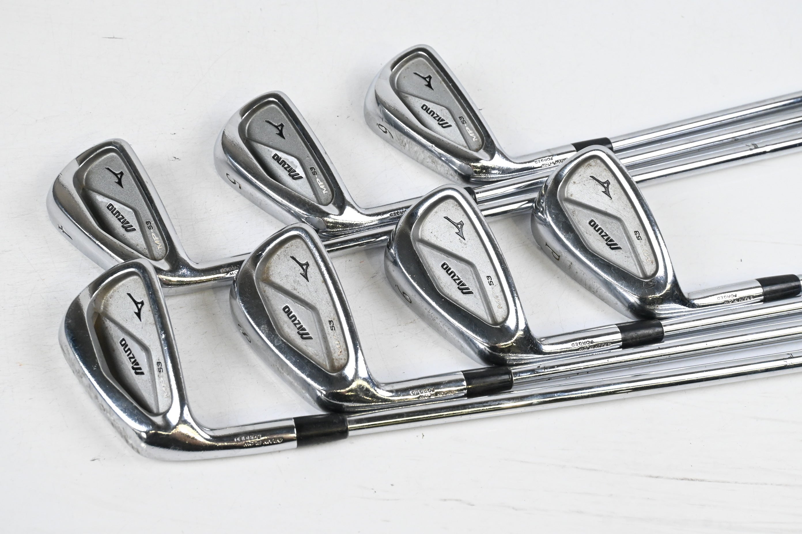 Left Hand Mizuno MP-53 Irons / 4-PW / Stiff Flex Dynalite Gold XP Shafts