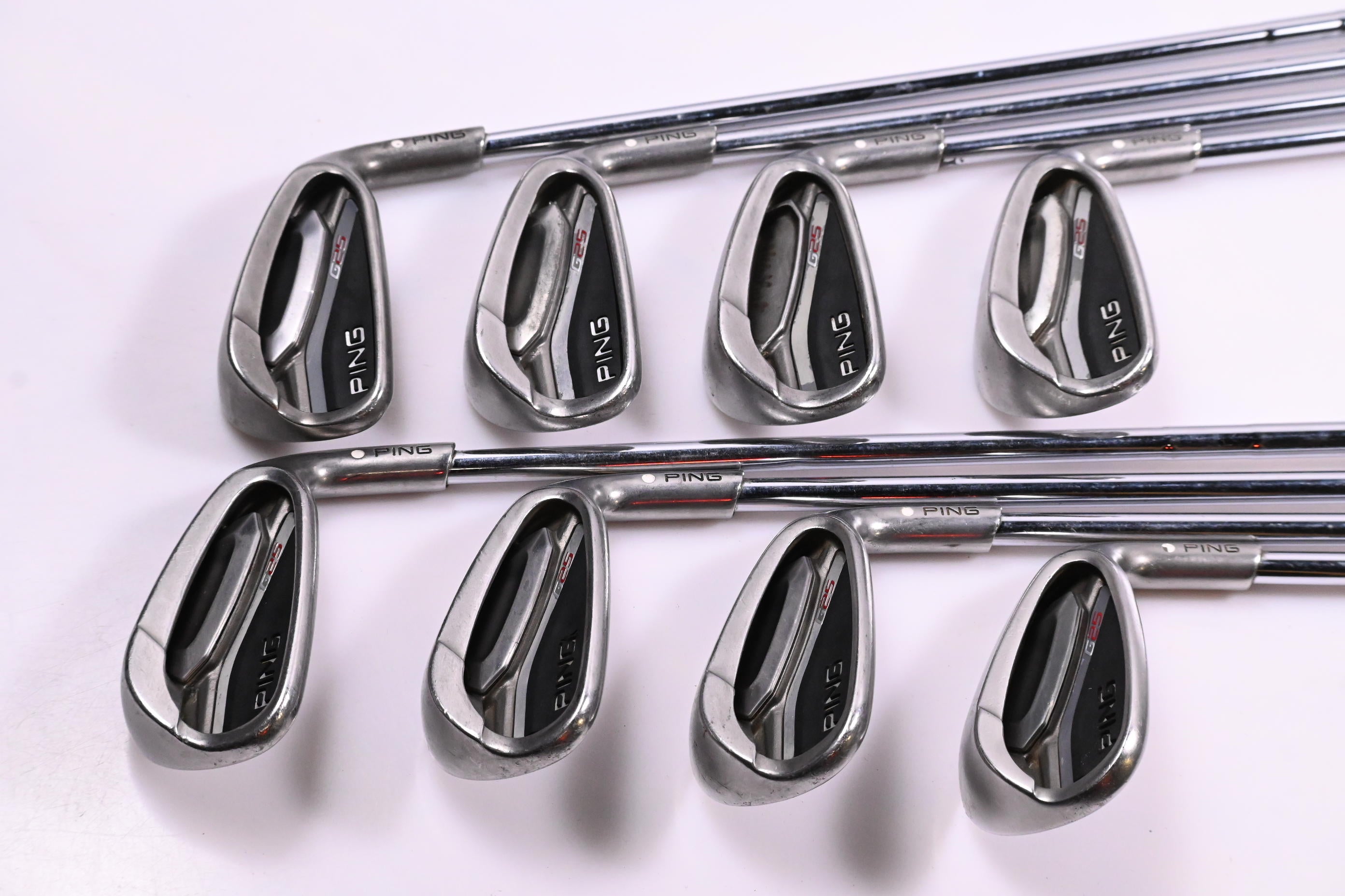 Ping G25 Irons / 5-PW+GW+SW / White Dot / Stiff Flex Ping CFS Shafts