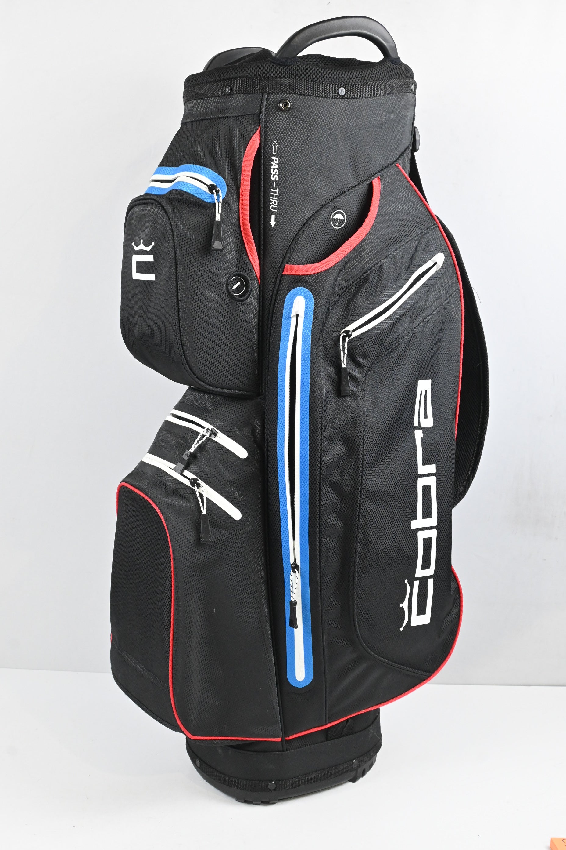 Cobra UltraDry Pro Cart Bag / 14-Way Divider / Black, White, Blue & Red