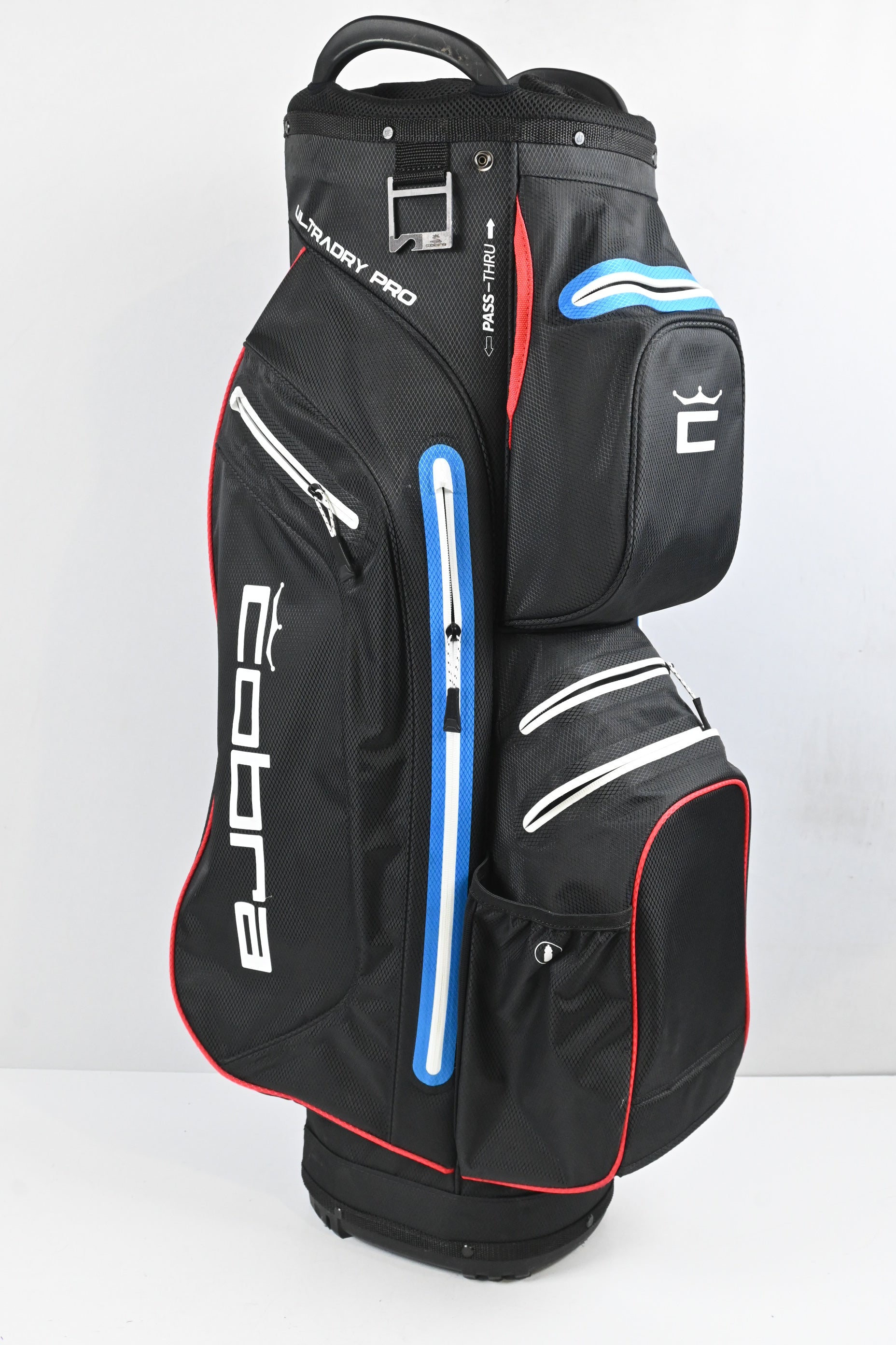 Cobra UltraDry Pro Cart Bag / 14-Way Divider / Black, White, Blue & Red