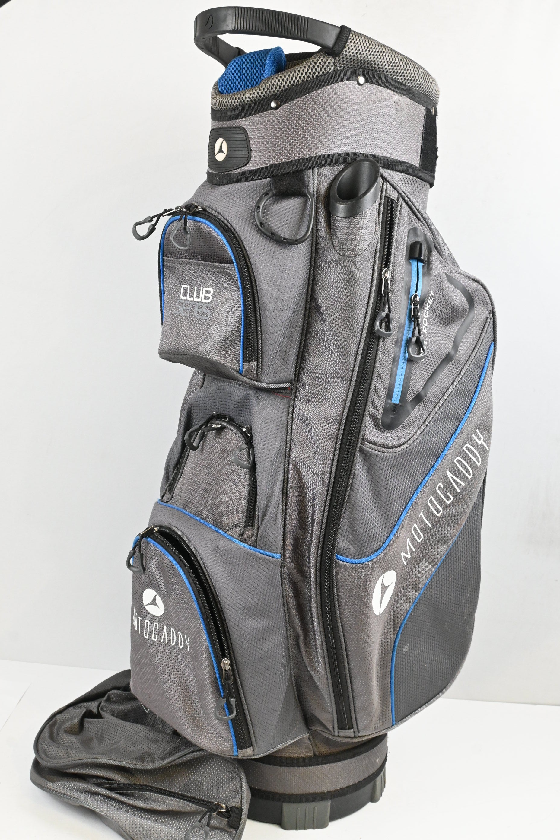 Motocaddy Club Series Cart Bag / 14-Way Divider / Grey & Blue