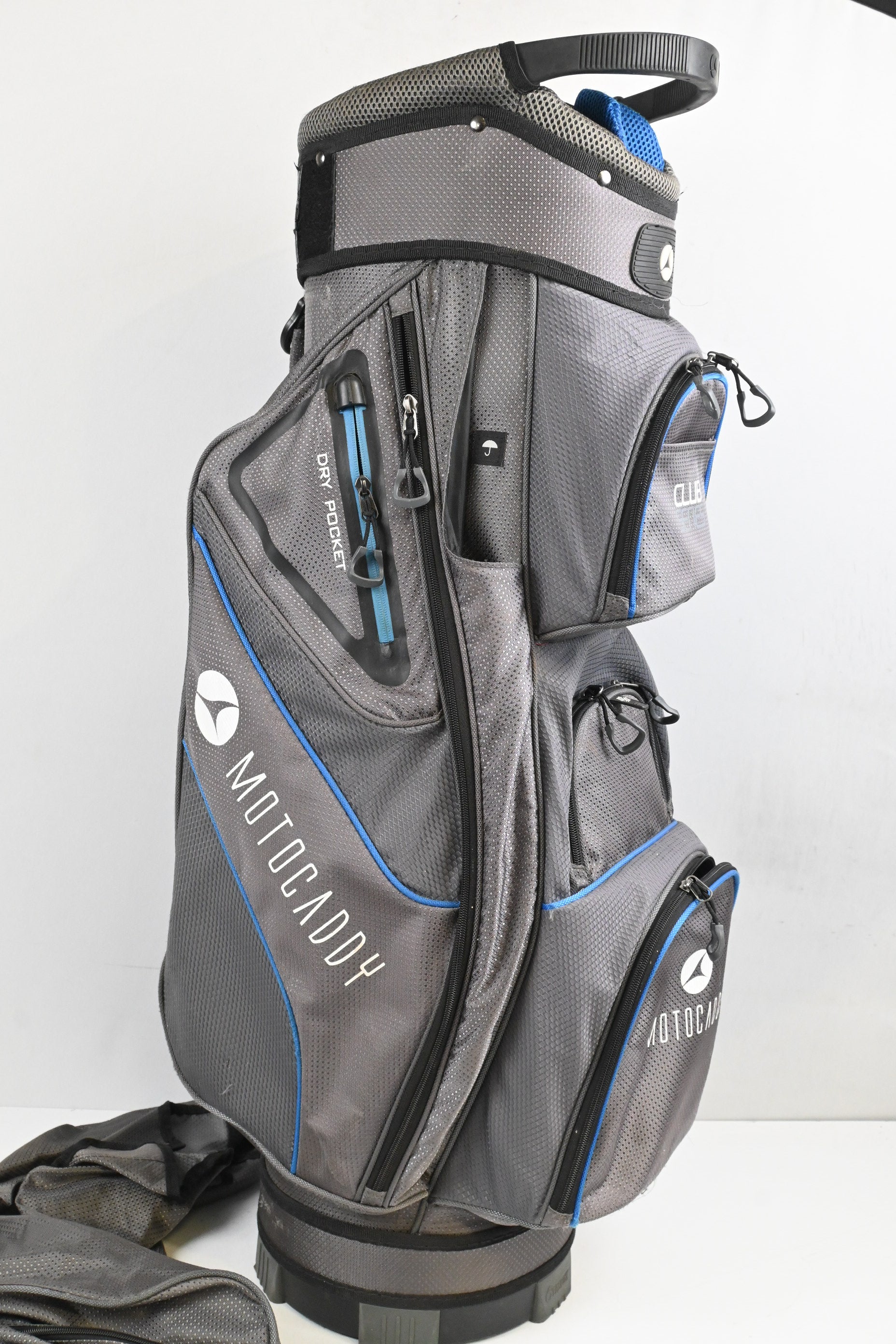 Motocaddy Club Series Cart Bag / 14-Way Divider / Grey & Blue