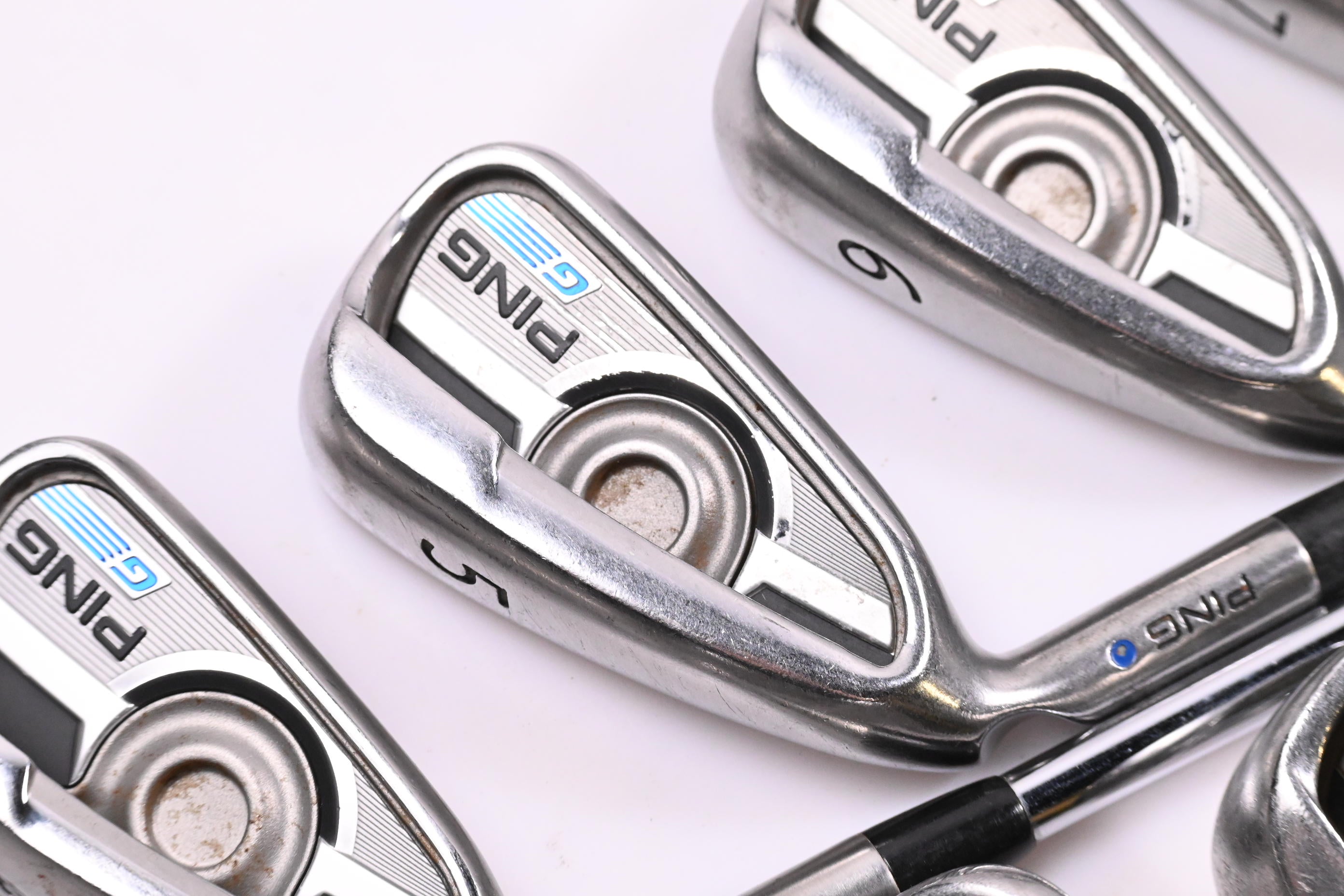 Left Hand Ping G Series Irons / 4-PW+GW+SW / Blue Dot / Regular Flex Ping AWT