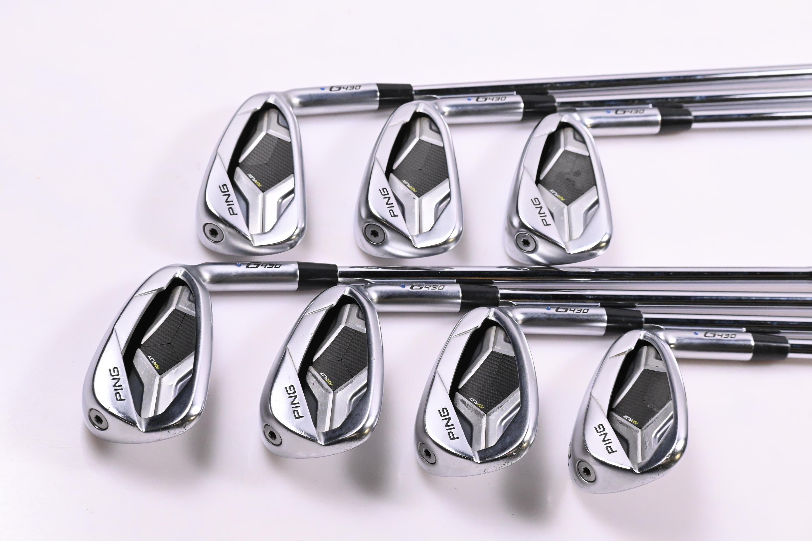 Ping G430 Irons / 5-PW+50° / Blue Dot / Regular Flex Ping AWT 2.0 Shafts