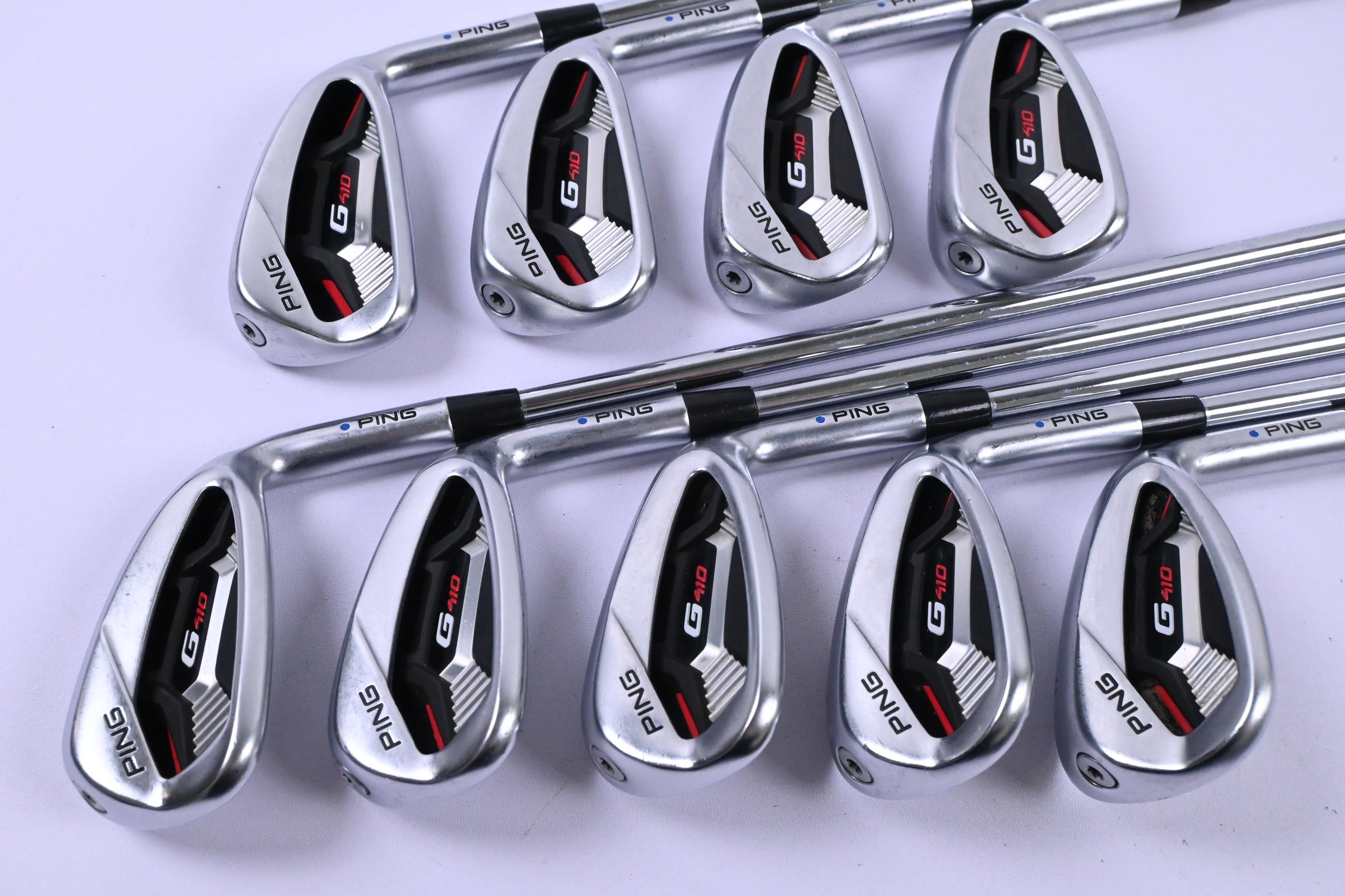 Ping G410 Irons / 5-PW+GW+SW+LW / Blue Dot / Regular Flex Ping AWT 2.0 Shafts
