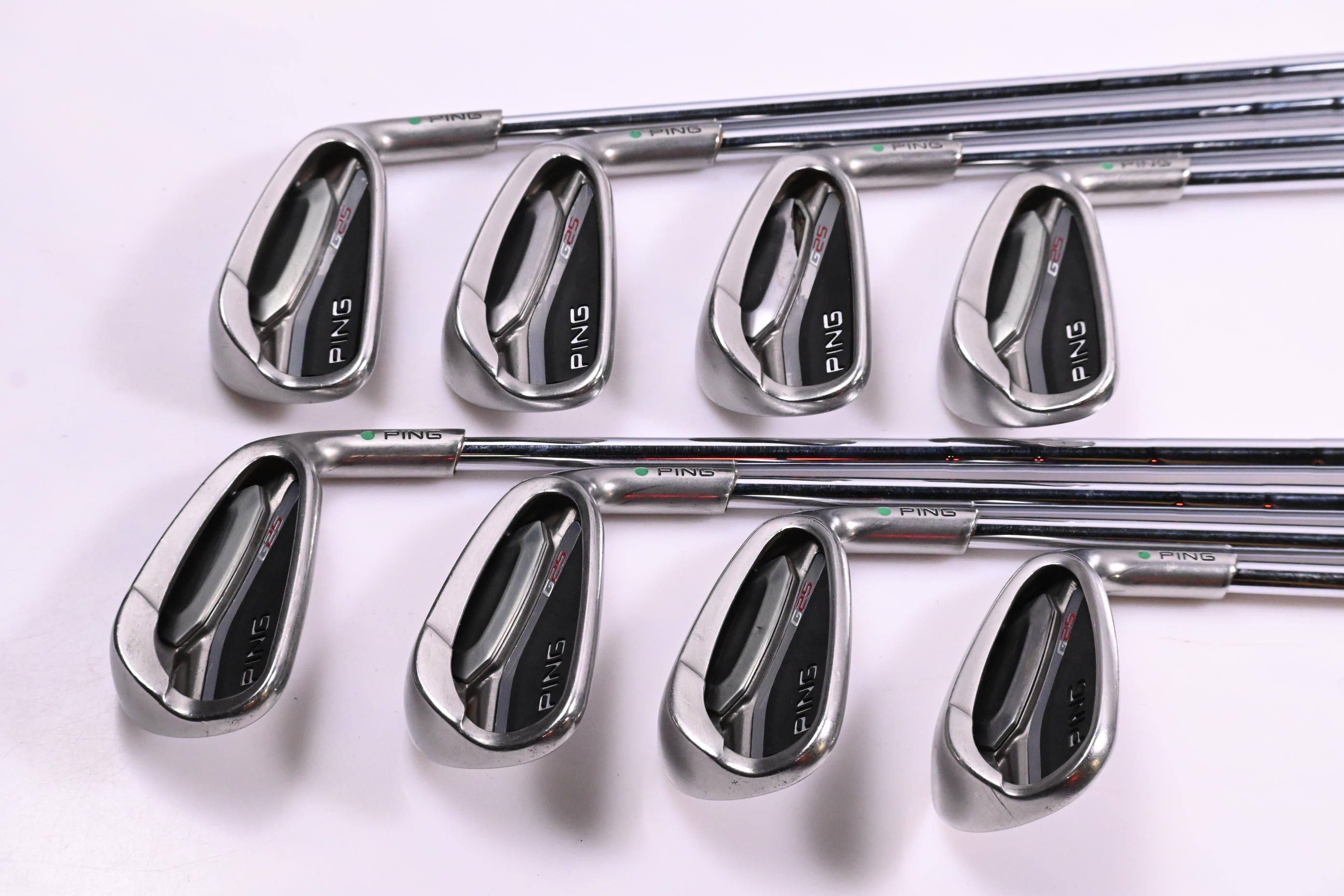 Ping G25 Irons / 4-PW+SW / Green Dot / Stiff Flex Ping CFS Shafts