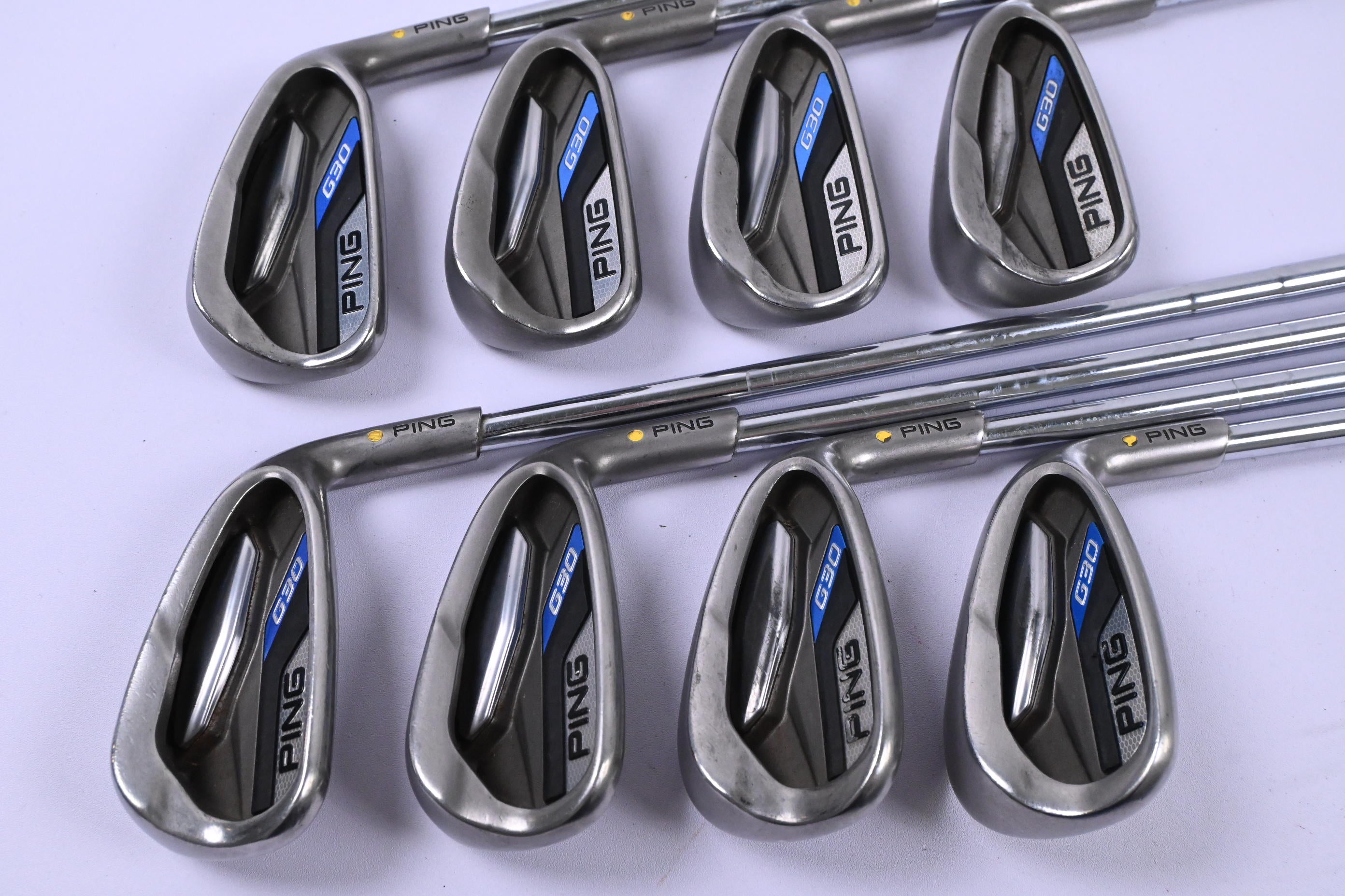 Ping G30 Irons / 4-PW+GW / Yellow Dot / Regular Flex Ping CFS Distance Shafts