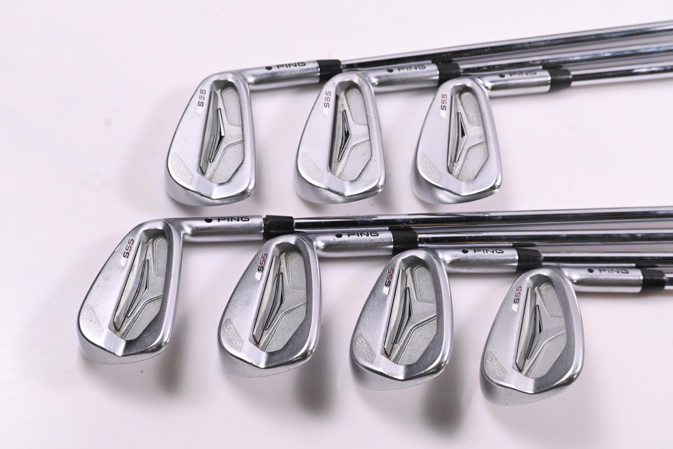 Ping S55 Irons / 4-PW / Black Dot / Stiff Flex Ping AWT 2.0 Shafts