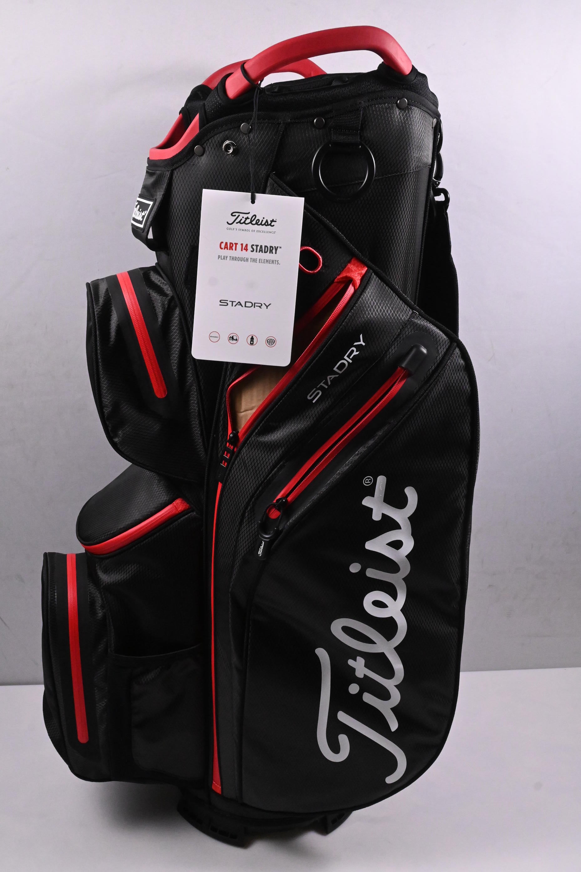 Titleist Cart 14 StaDry Cart Bag / 14-Way Divider / Black, Red