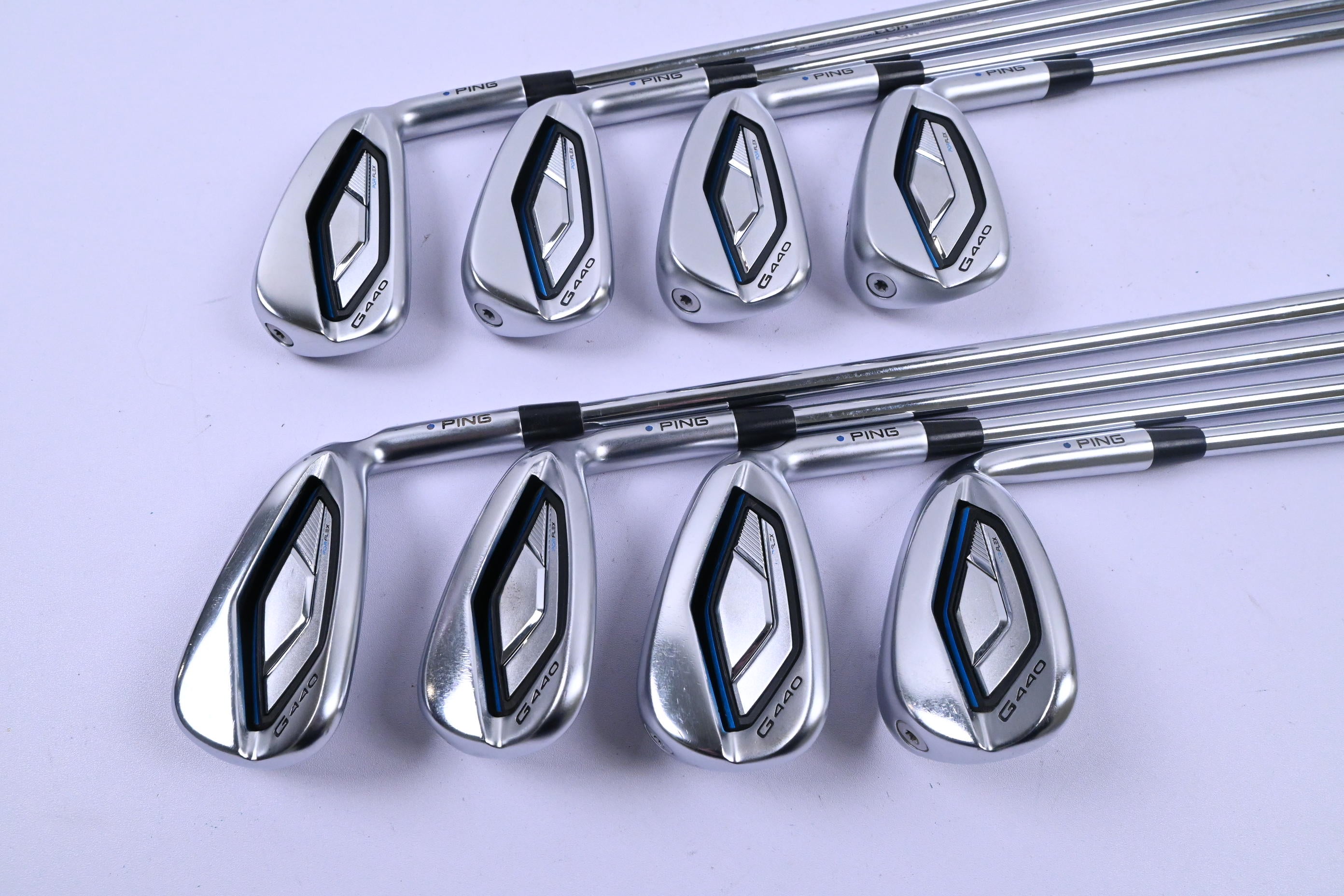 Ping G440 Irons / 5-PW+GW+SW / Blue Dot / Regular Flex Ping AWT 3.0 Shafts