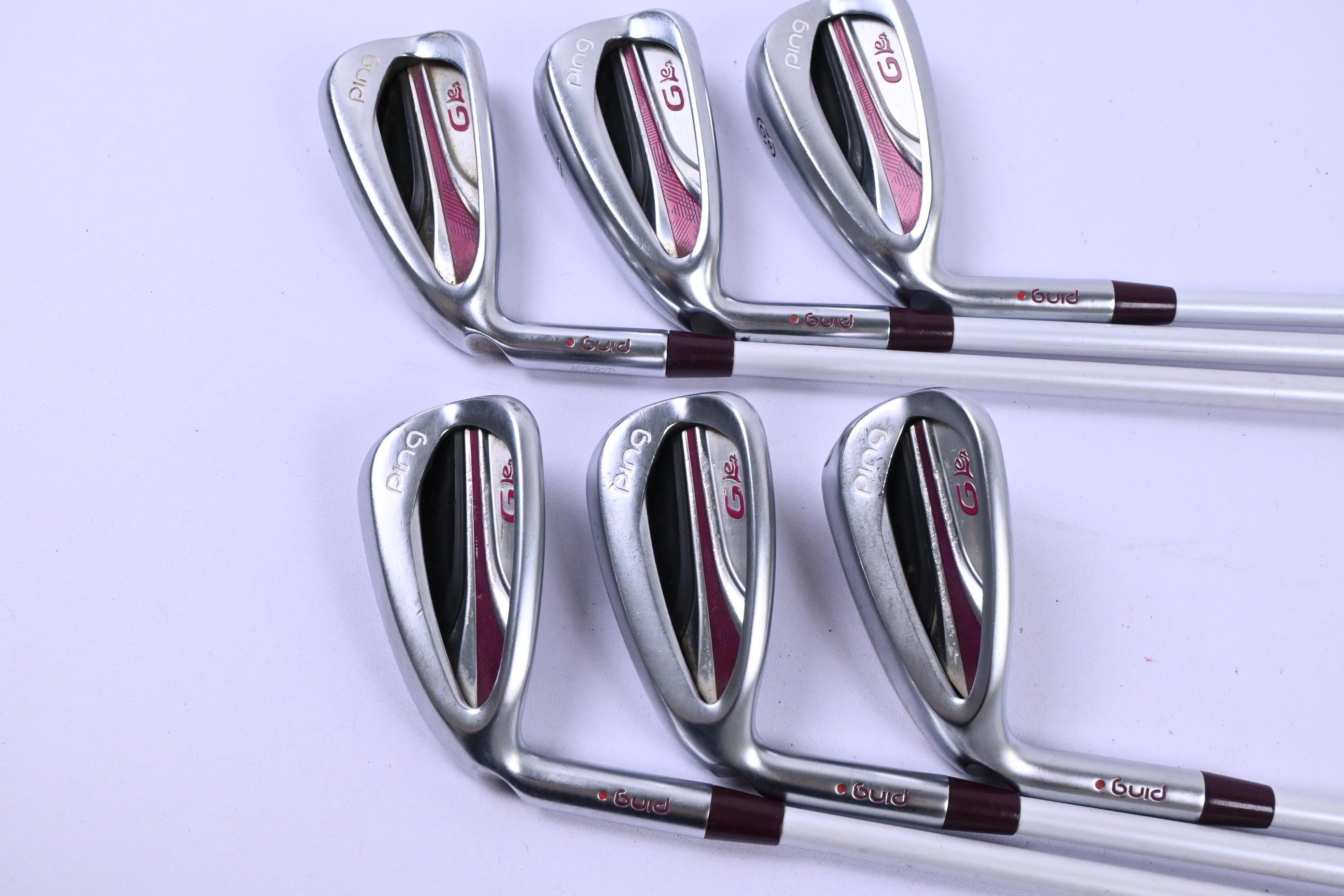 Left Hand Ping G Le2 Irons / 6-PW+SW / Red Dot / Ladies Flex Ping ULT 240 Shafts