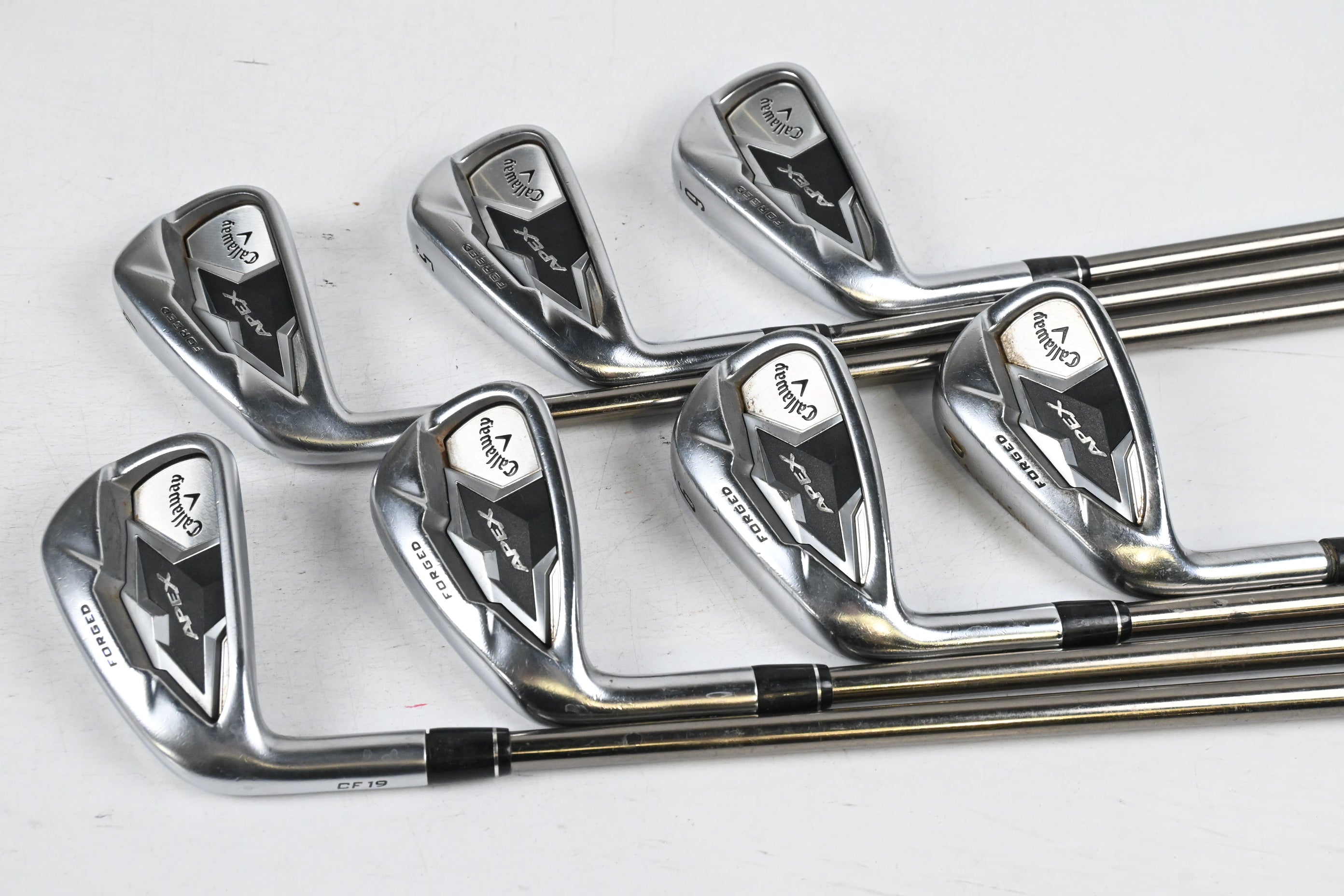 Left Hand Callaway Apex 19 Irons / 4-PW / Stiff Flex UST Mamiya Recoil ESX 460