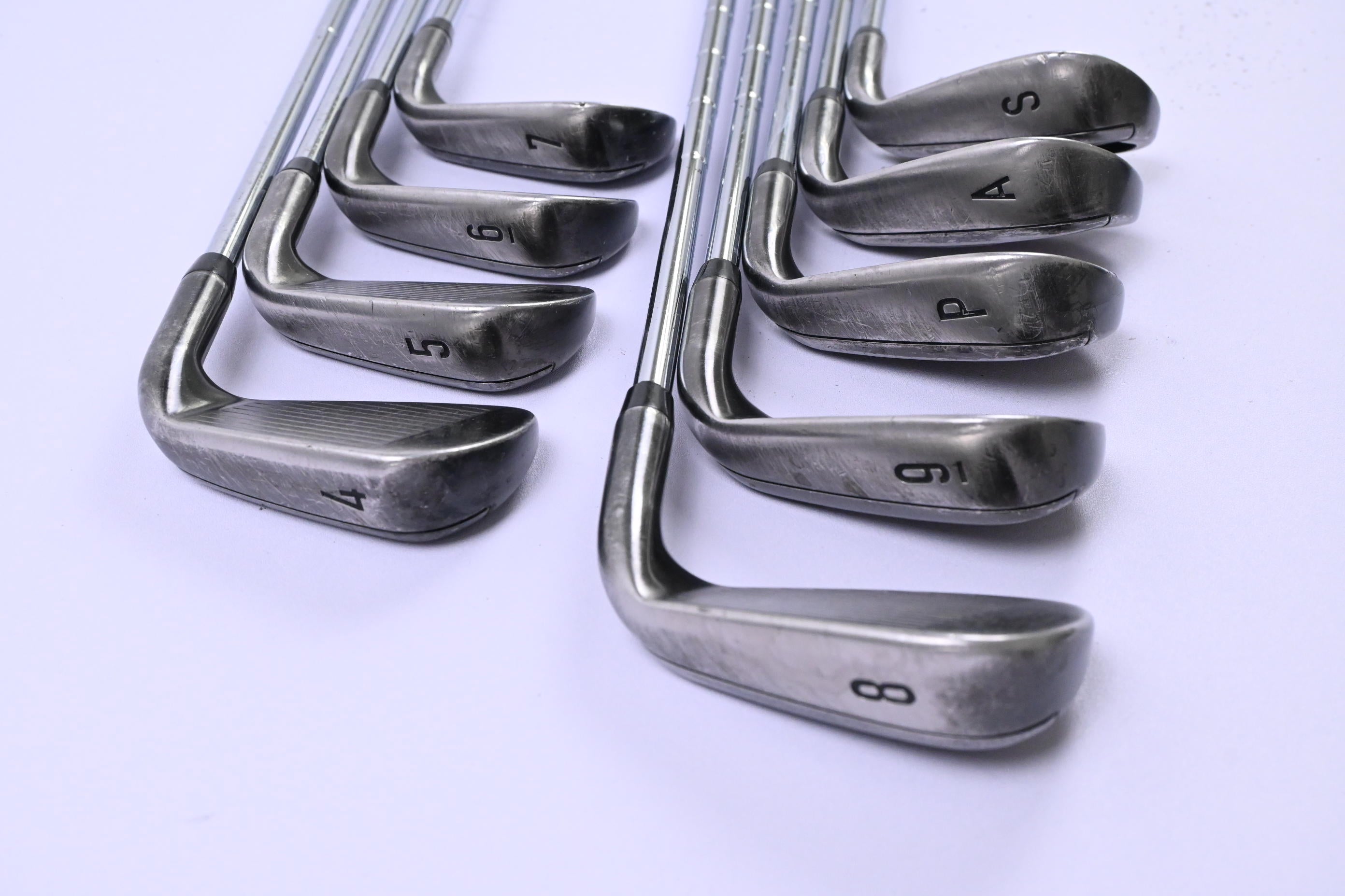 Left Hand Callaway RAZR X Black Irons / 4-PW+GW+SW / Stiff Flex Dynamic Gold