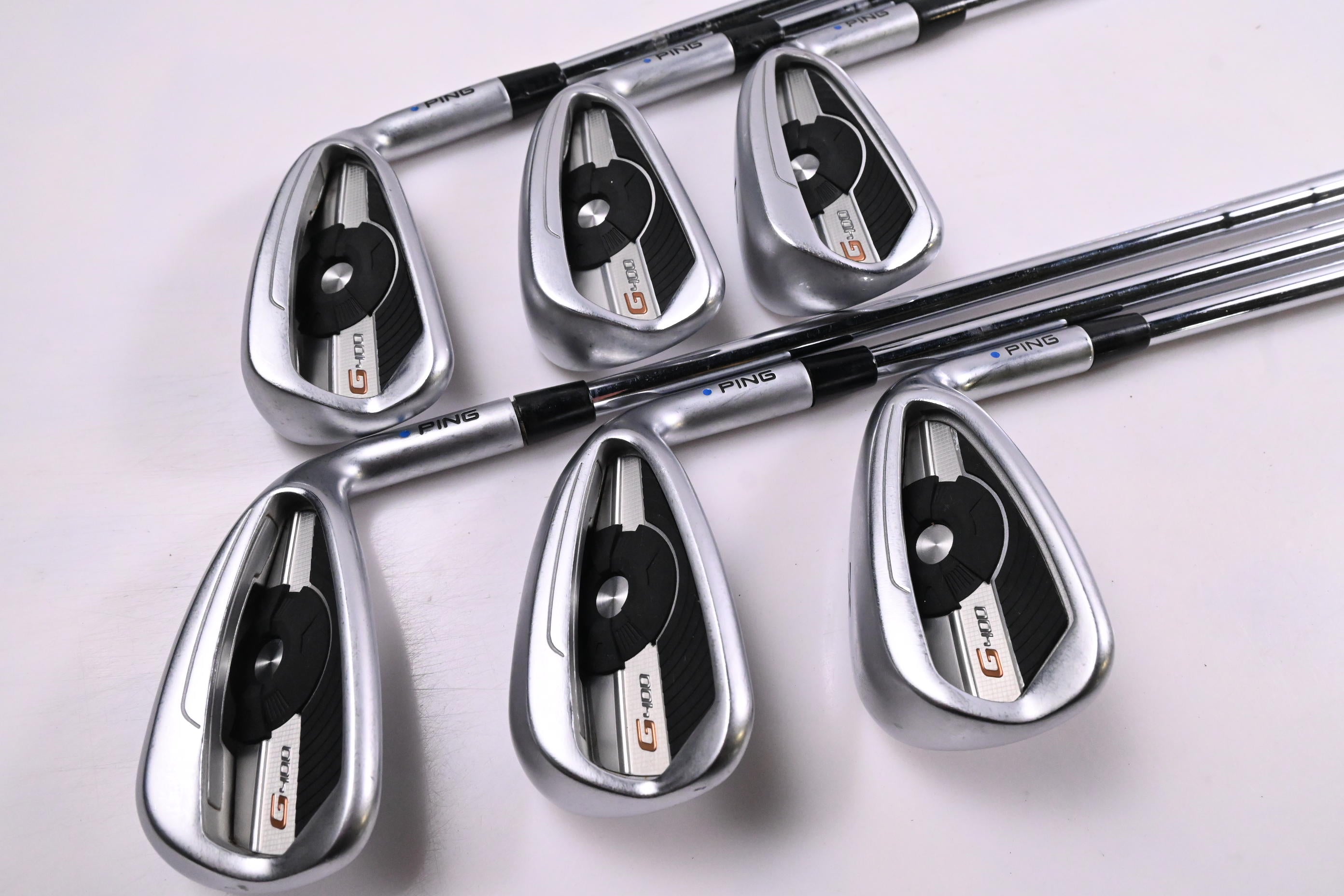 Ping G400 Irons / 5-PW / Blue Dot / Stiff Flex Ping AWT 2.0 Shafts