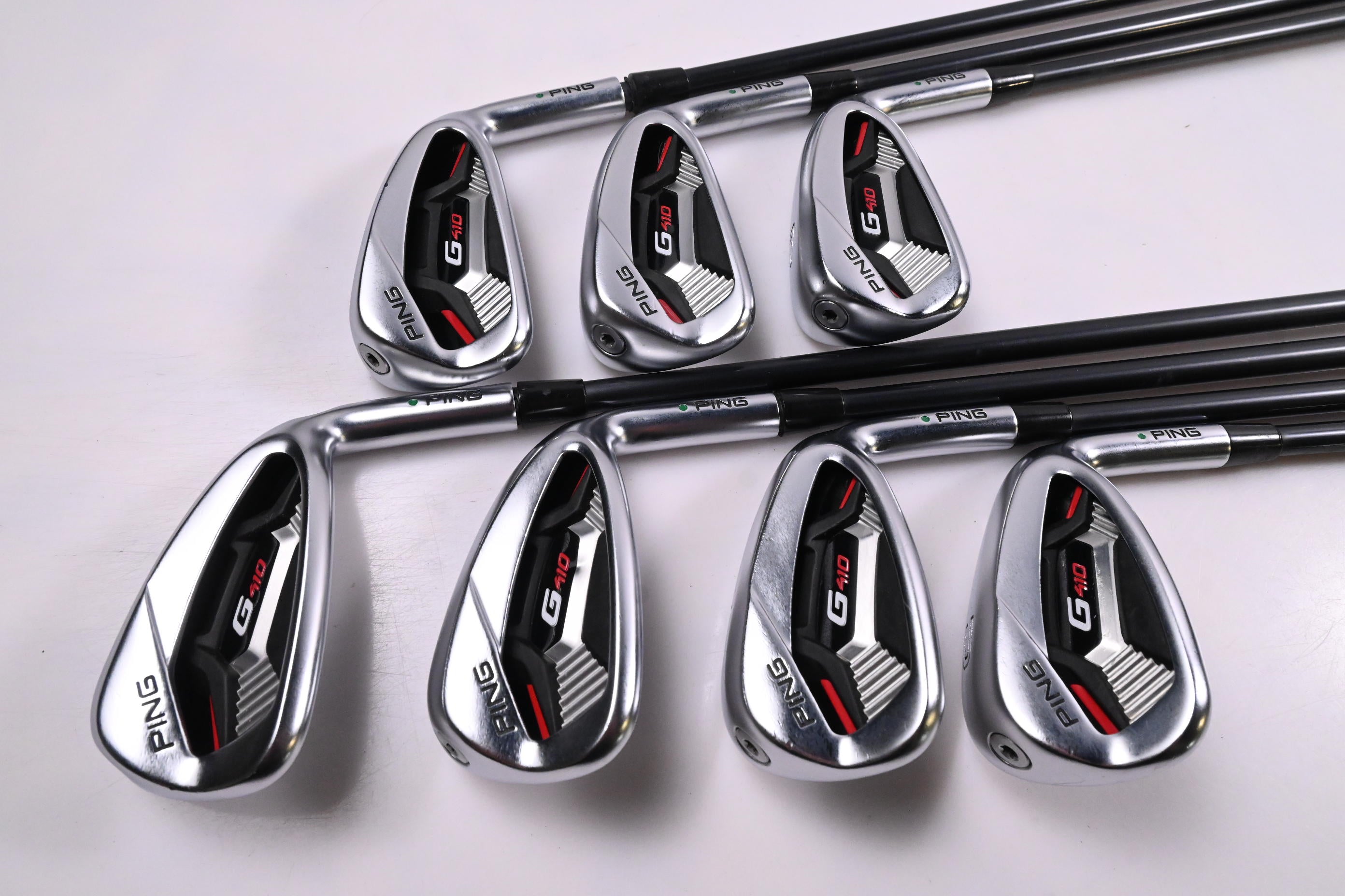 Ping G410 Irons / 5-PW+GW / Green Dot / Senior Flex Ping Alta CB Red Shafts