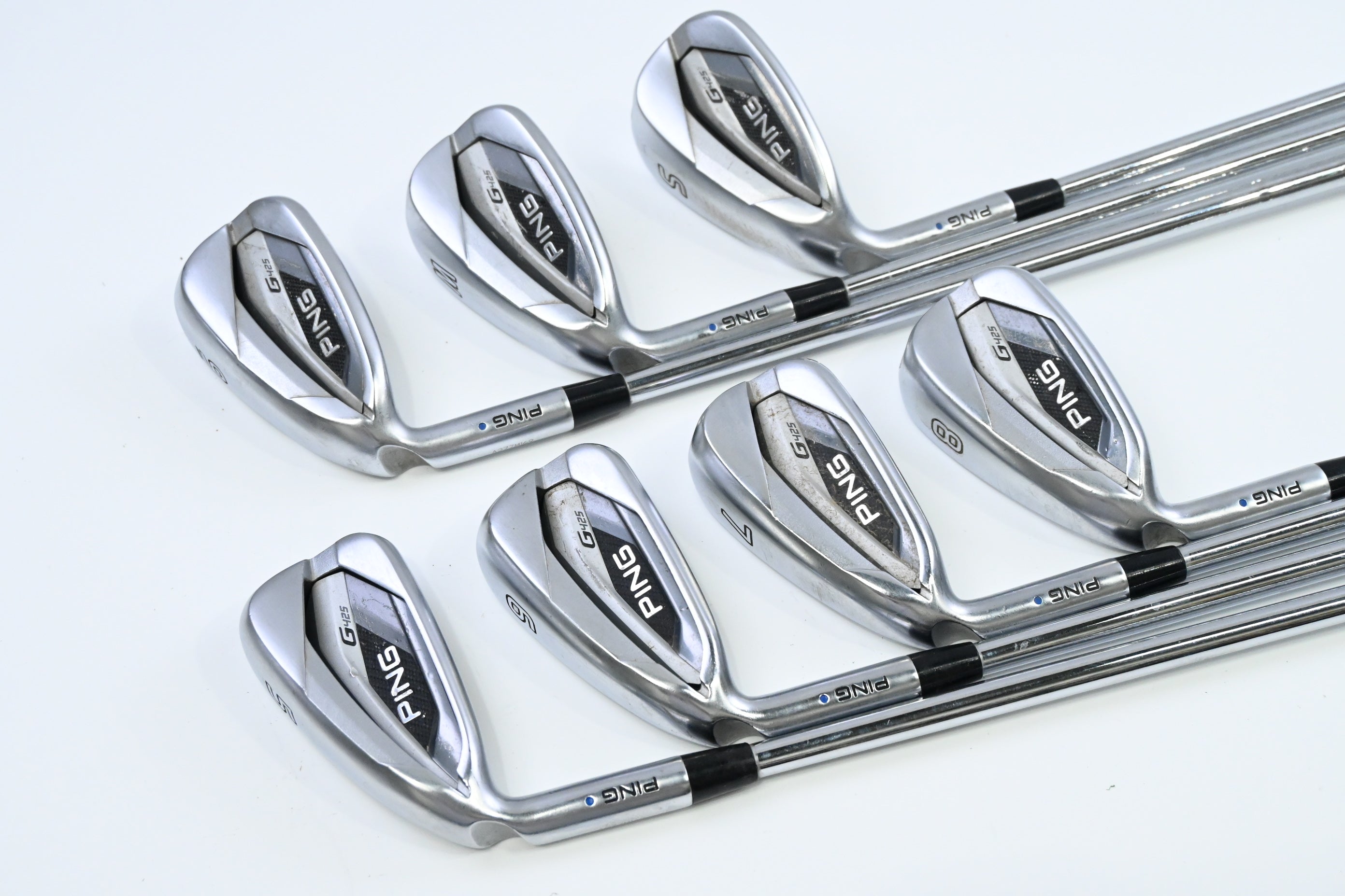 Left Hand Ping G425 Irons / 5-PW+SW / Blue Dot / Regular Flex Ping AWT 2.0