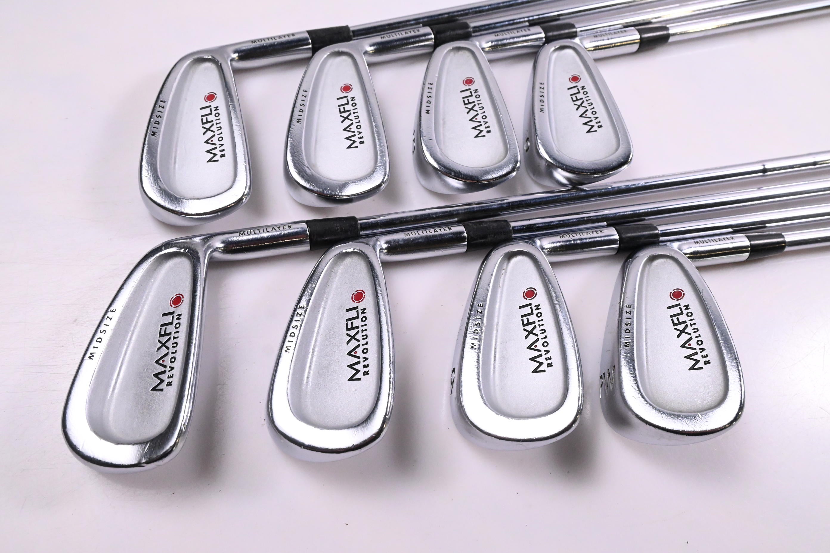 Maxfli Revolution Red Dot Irons / 3-PW / Regular Flex Dynalite Gold Shafts