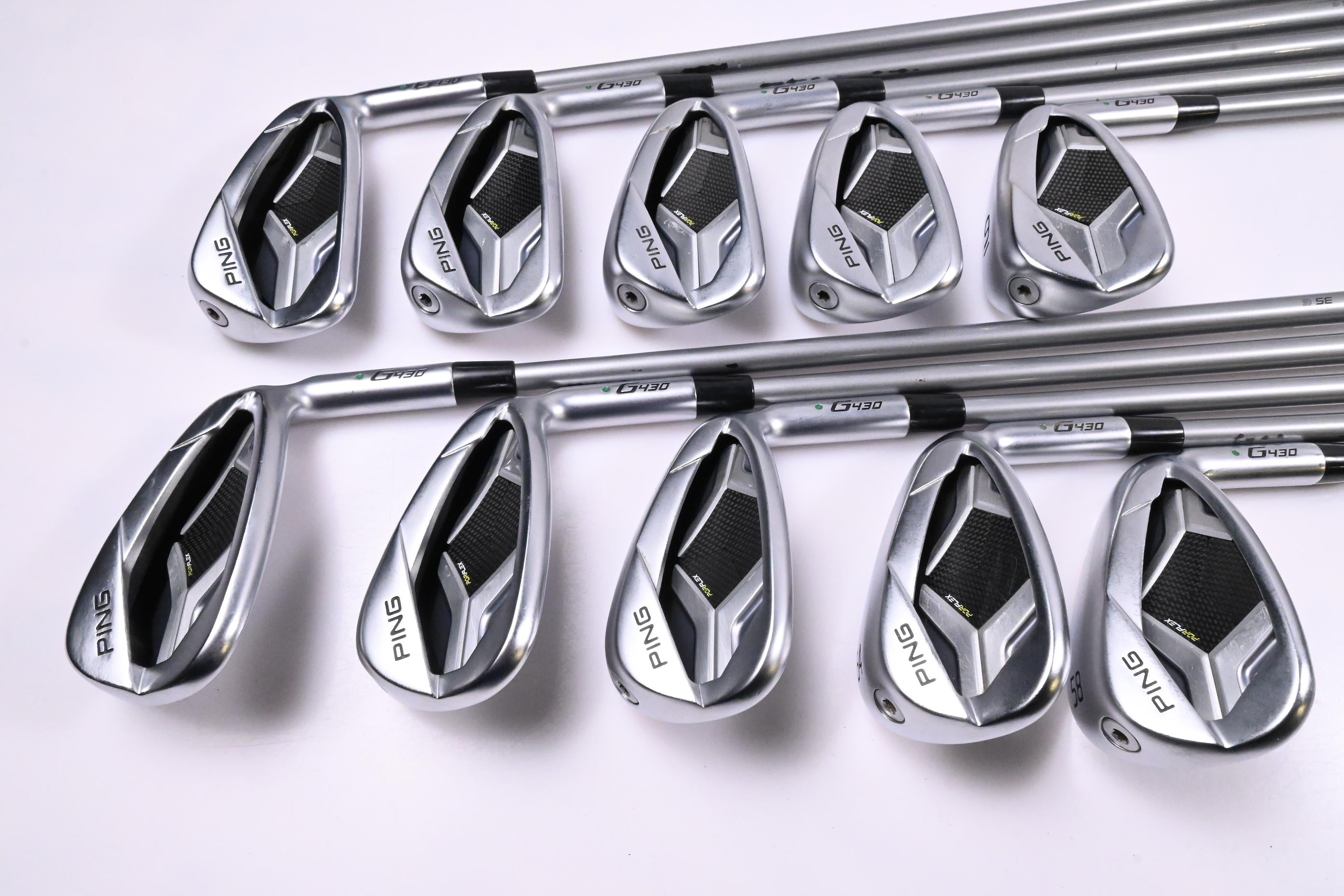 Ping G430 Irons / 5-PW+45°+50°+54°+58° / Green Dot / Senior Flex Ping Alta Quick