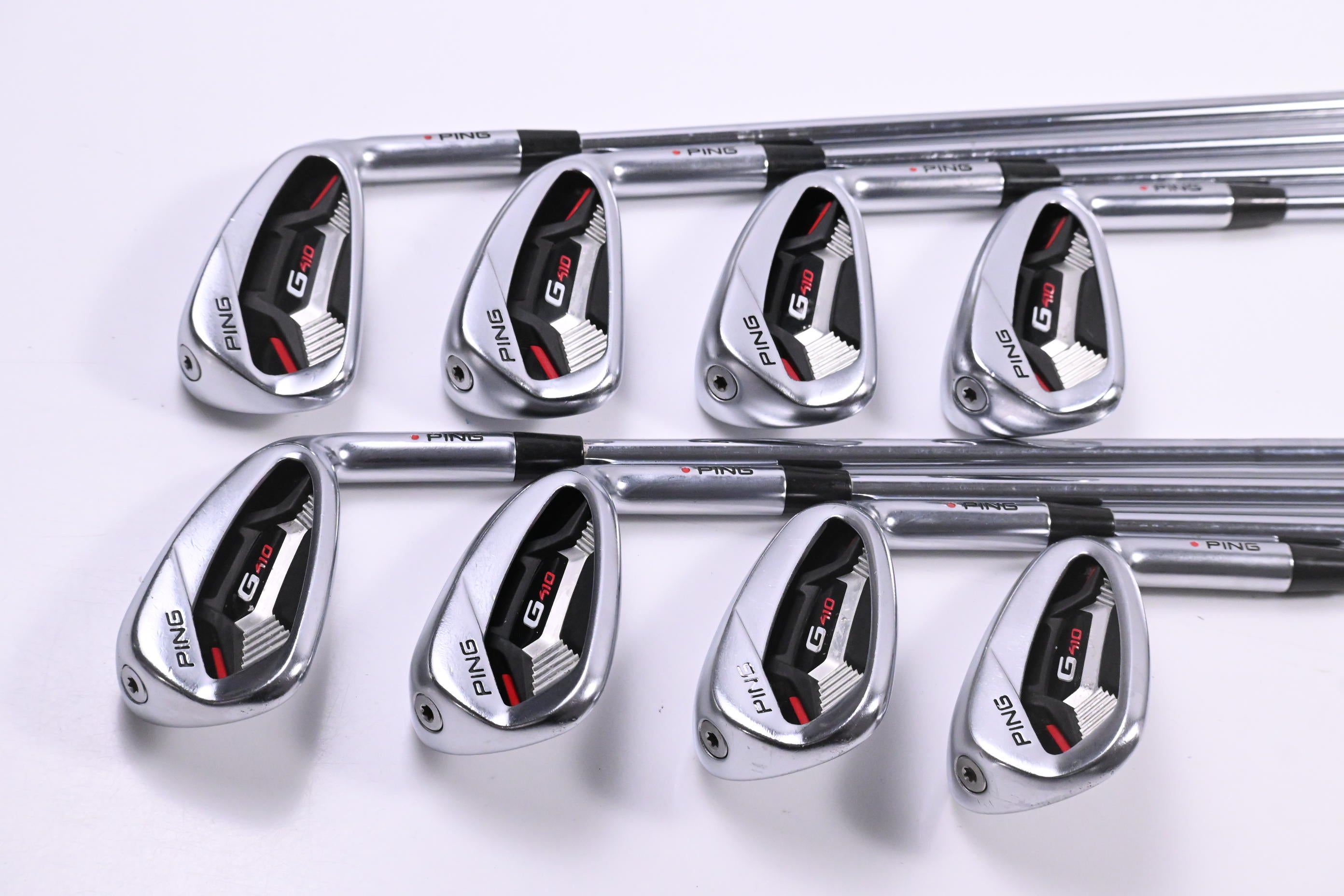 Ping G410 Irons / 4-PW+UW / Red Dot / Stiff Flex Ping AWT 2.0 Shafts