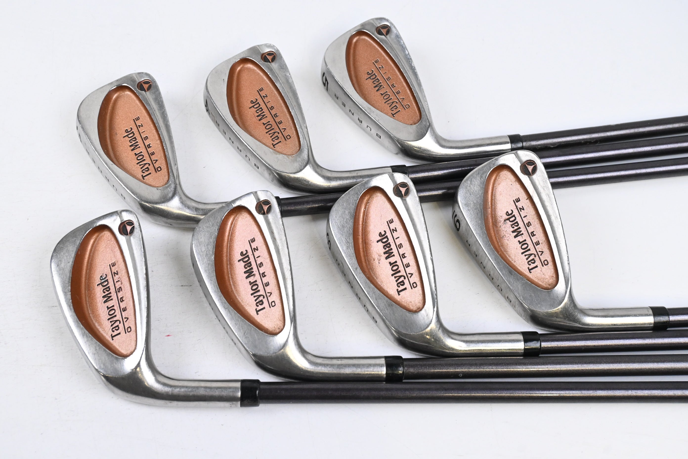 Left Hand Taylormade Burner Oversize Irons / 3-9i / Regular Flex Bubble 80