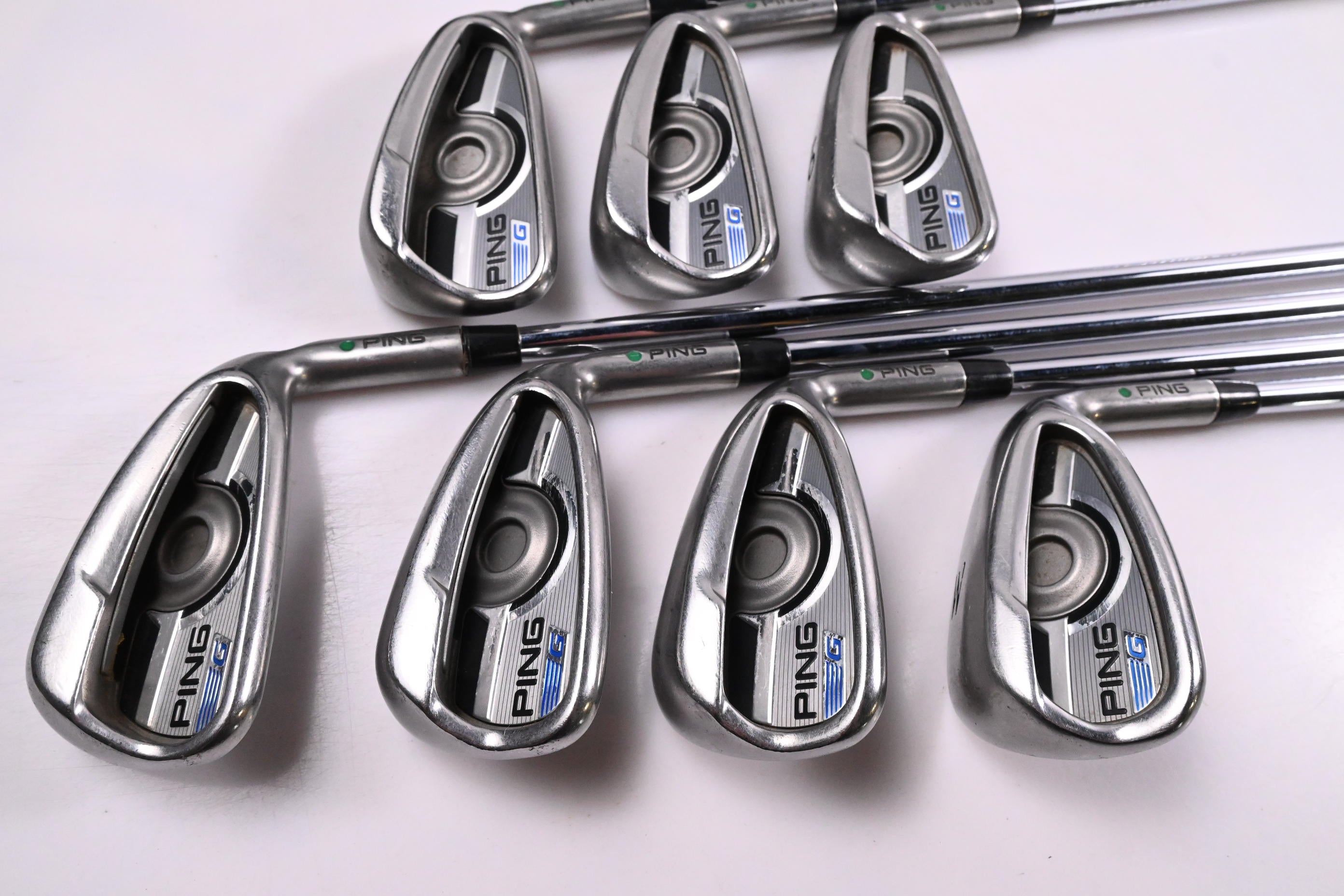 Ping G Series Irons / 4-PW / Green Dot / Regular Flex Ping AWT 2.0 Shafts
