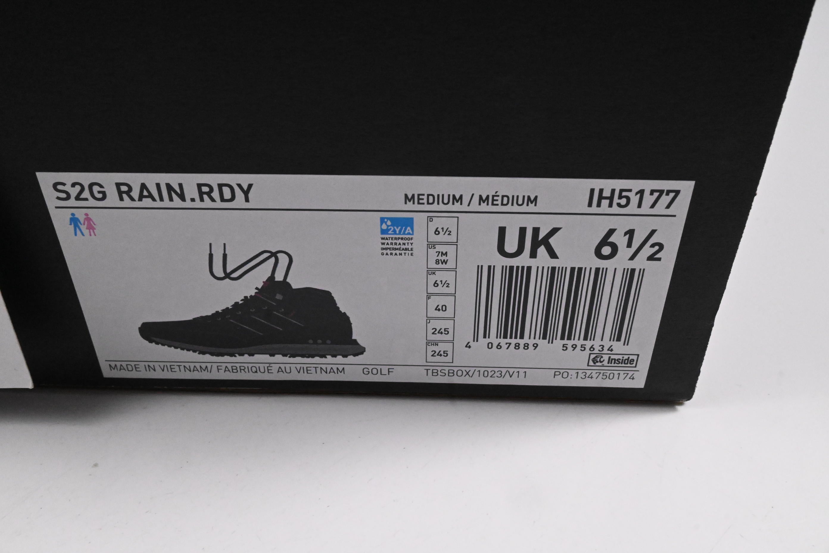 Adidas S2G Rain.RDY Golf Shoes / Size UK 6.5 / Black