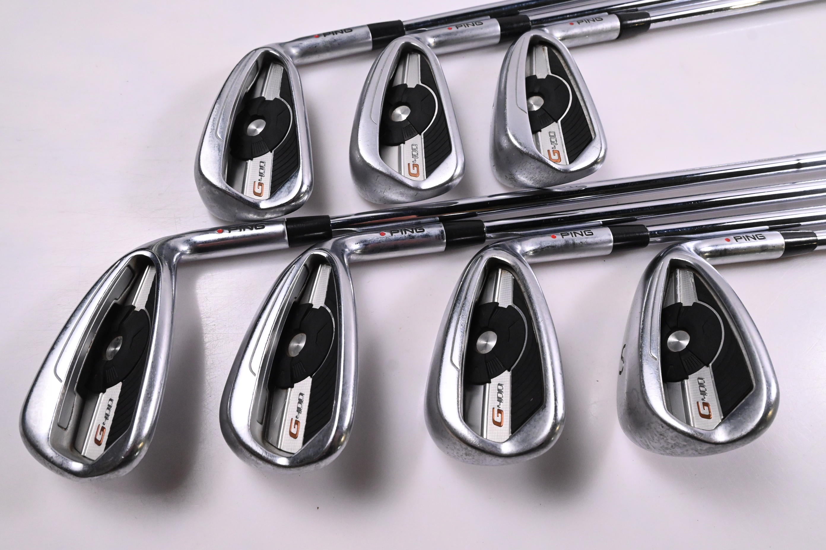 Ping G400 Irons / 5-PW+SW / Red Dot / Regular Flex Ping AWT 2.0 Shafts