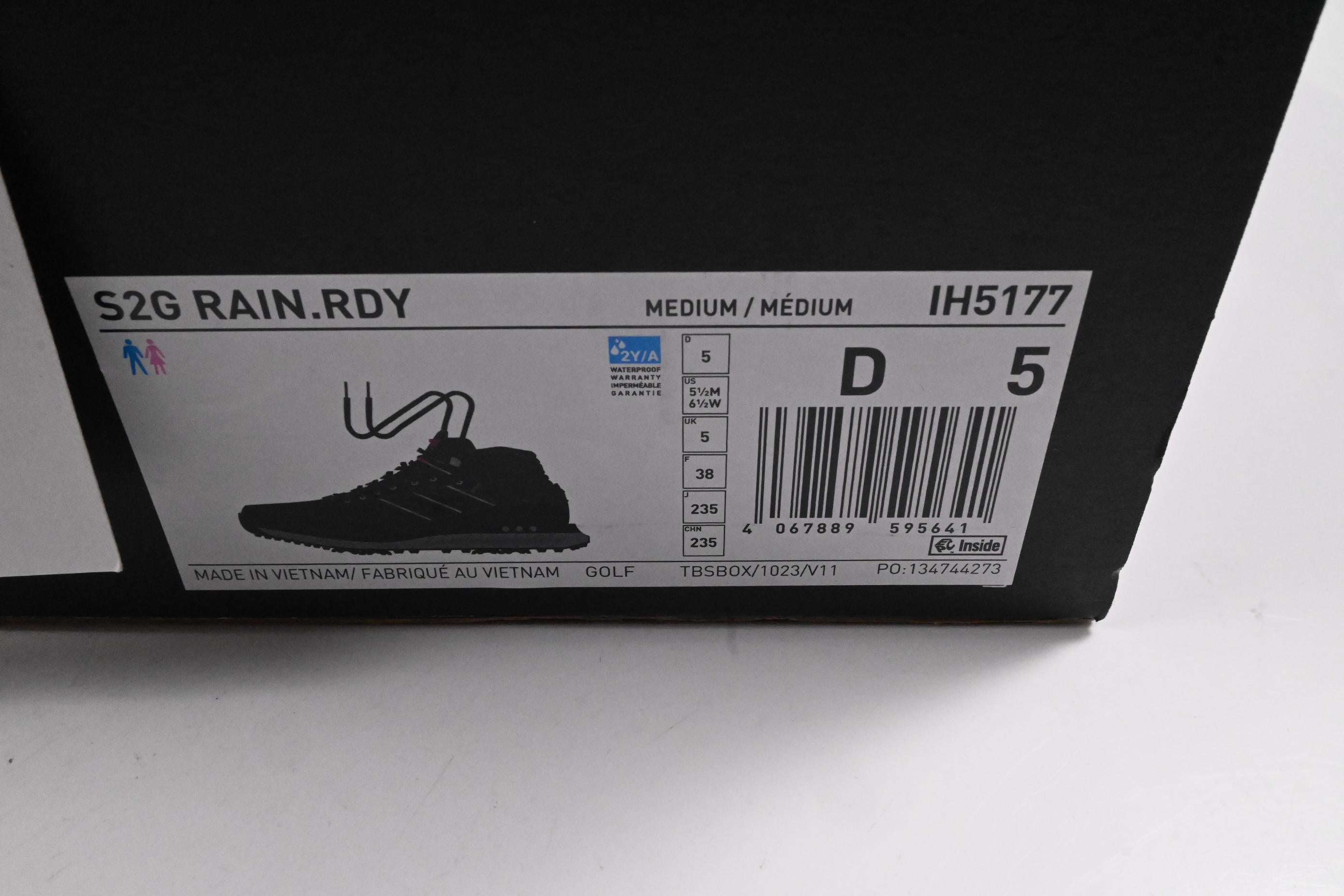 Adidas S2G Rain.RDY Golf Shoes / Size UK 5 / Black
