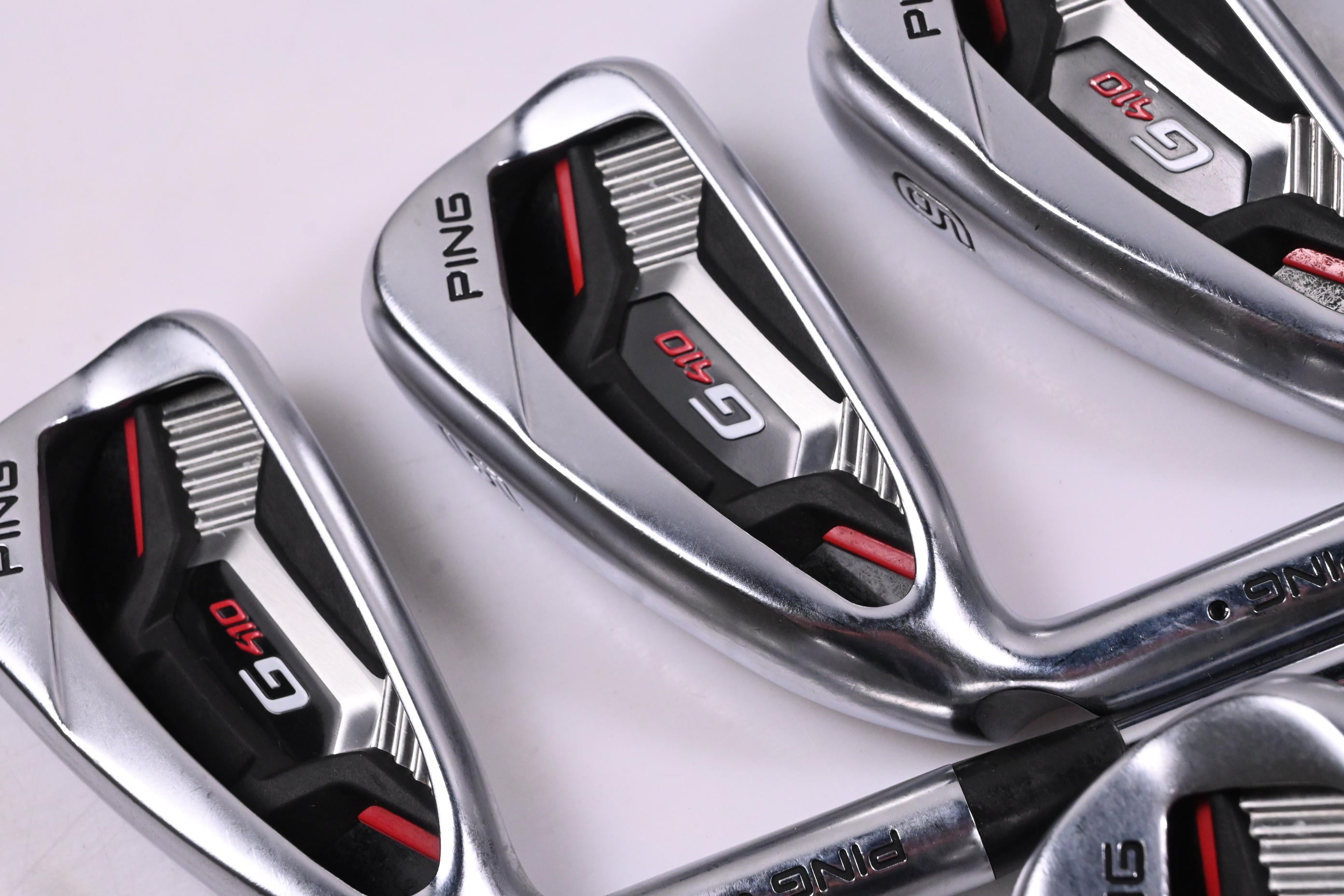 Left Hand Ping G410 Irons / 4-PW+SW / Black Dot /  Regular Flex Ping AWT 2.0