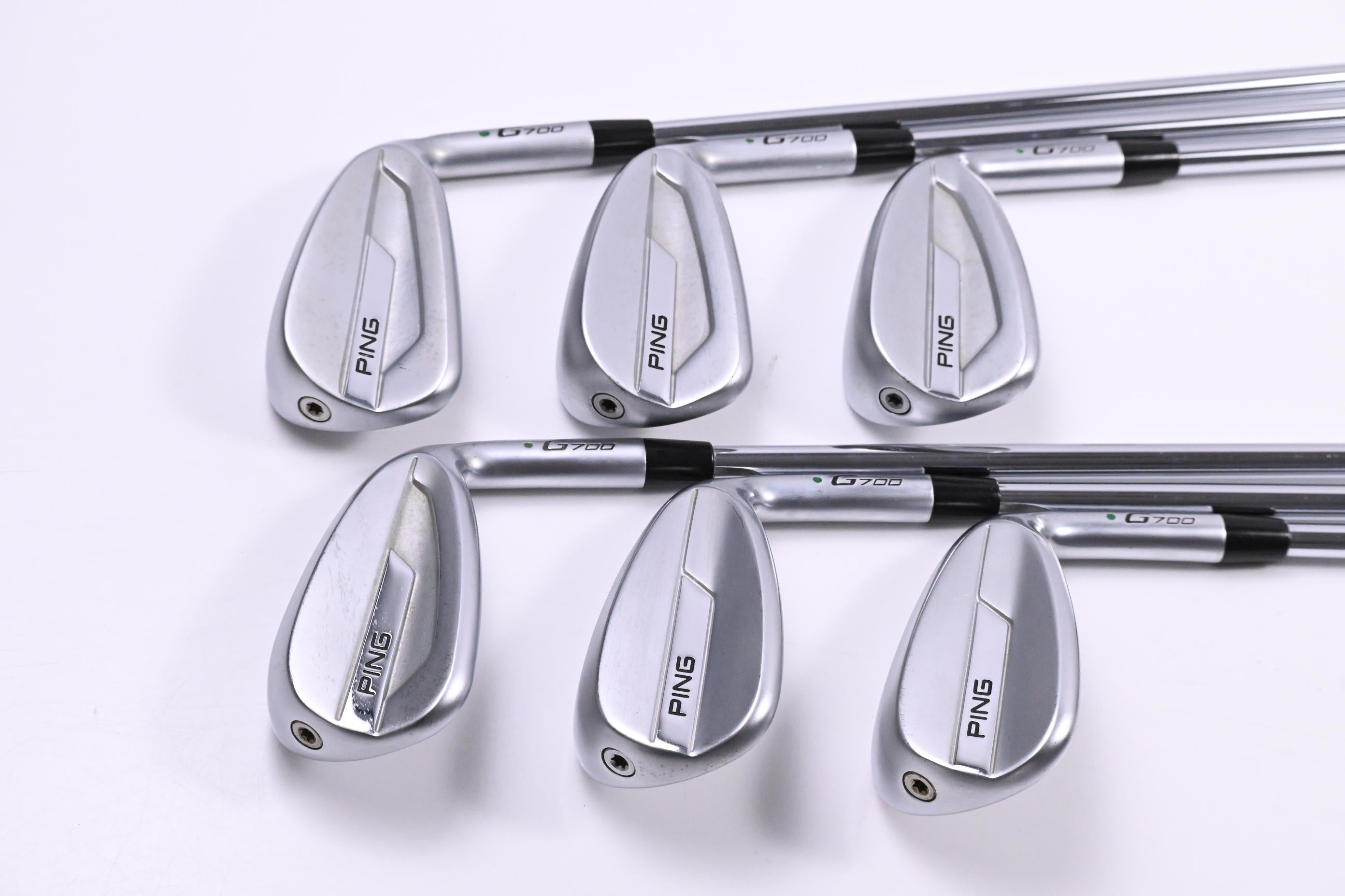 Ping G700 Irons / 6-PW+UW / Green Dot / Regular Flex Dynamic Gold R300 Shafts