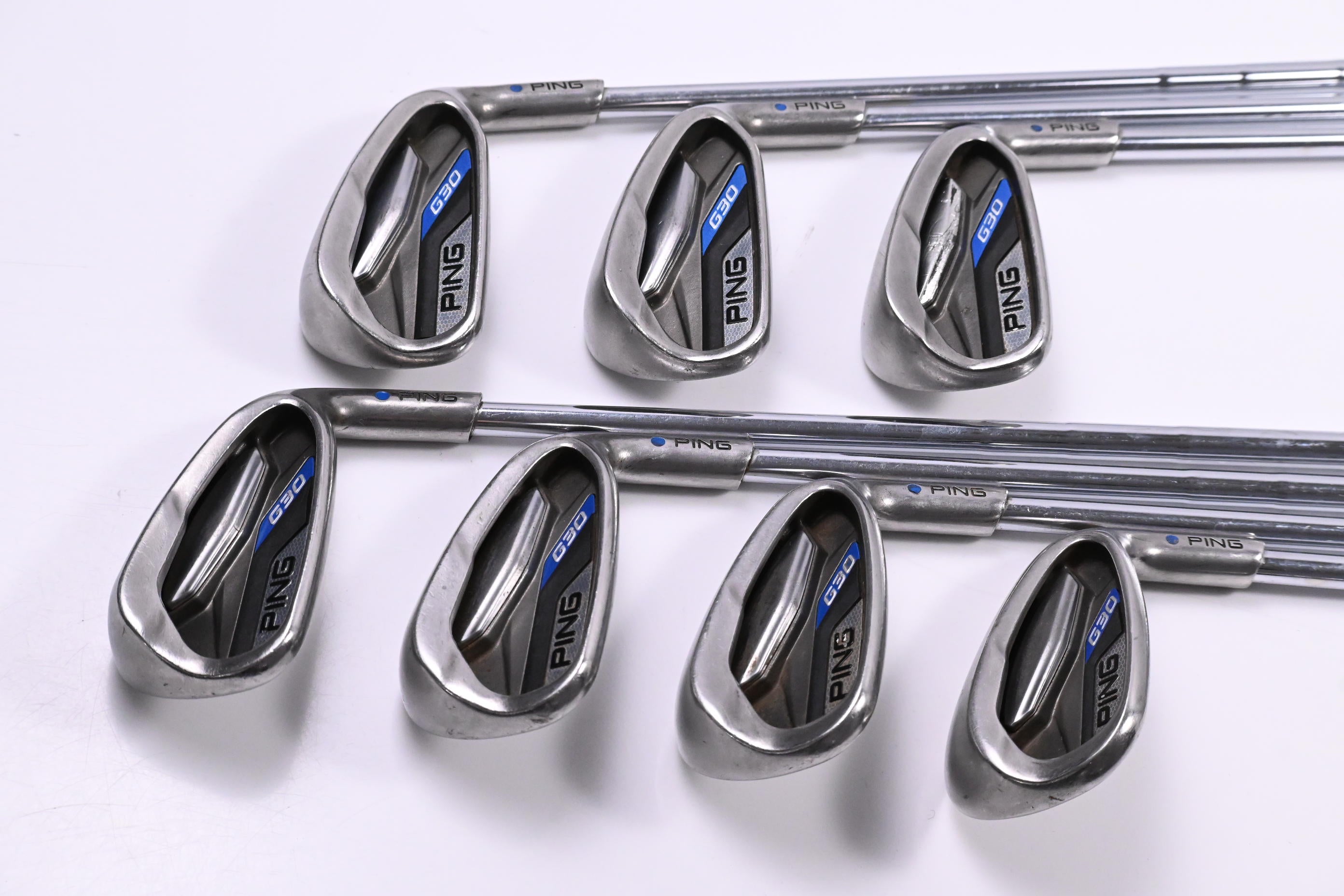 Ping G30 Irons / 5-PW+SW / Blue Dot / Stiff Flex Ping CFS Distance Shafts