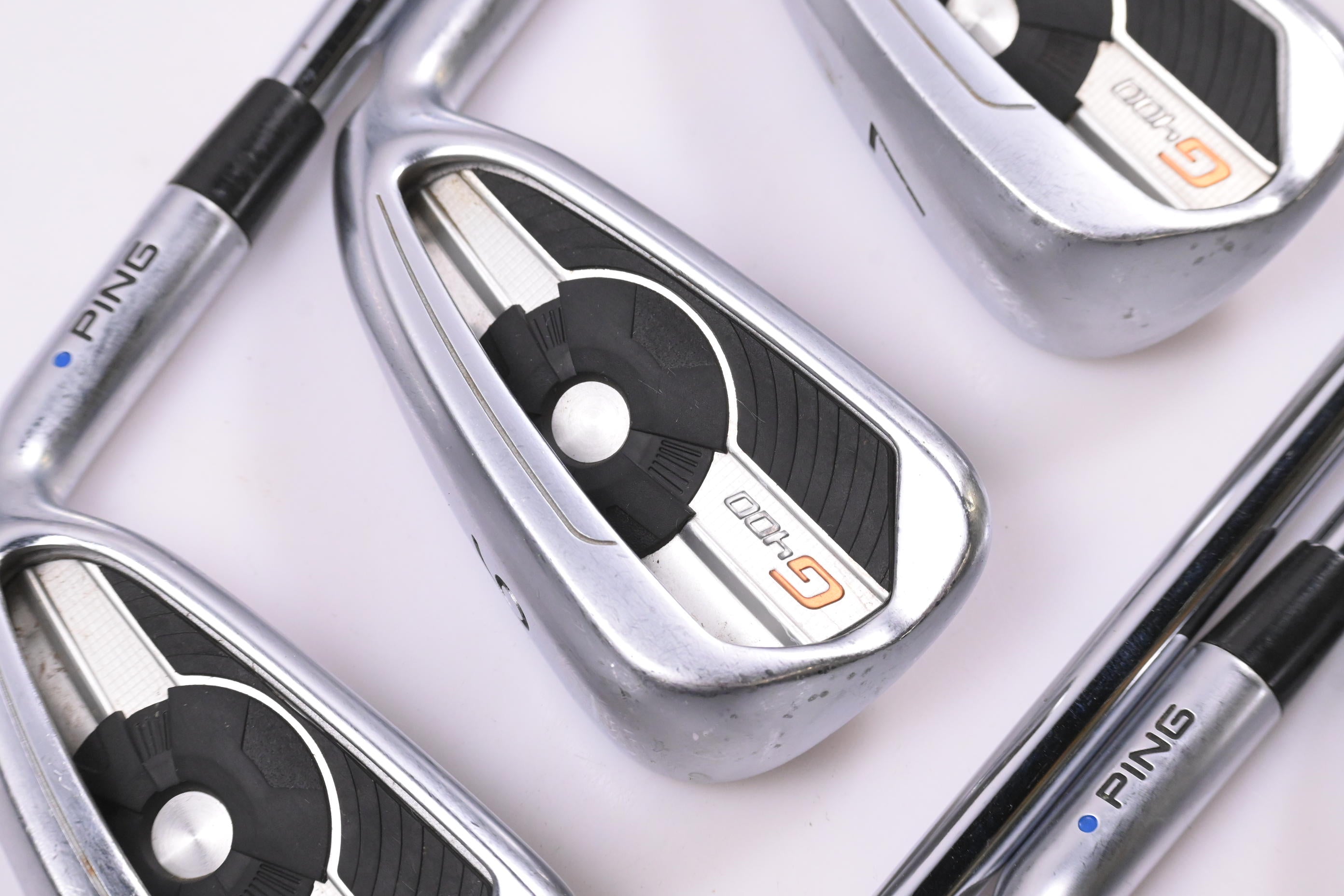 Ping G400 Irons / 5-PW+SW / Blue Dot / Stiff Flex Ping AWT 2.0 Shafts